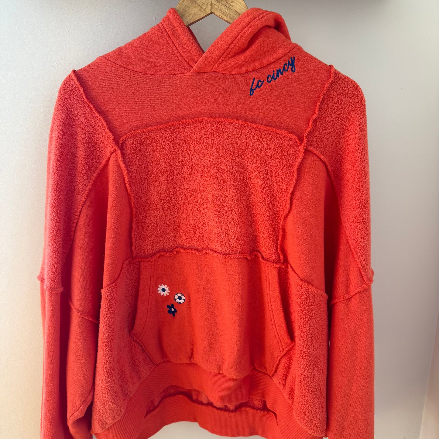 FC Cincy Soccer Embroidered Upcycled Orange Aerie Hoodie