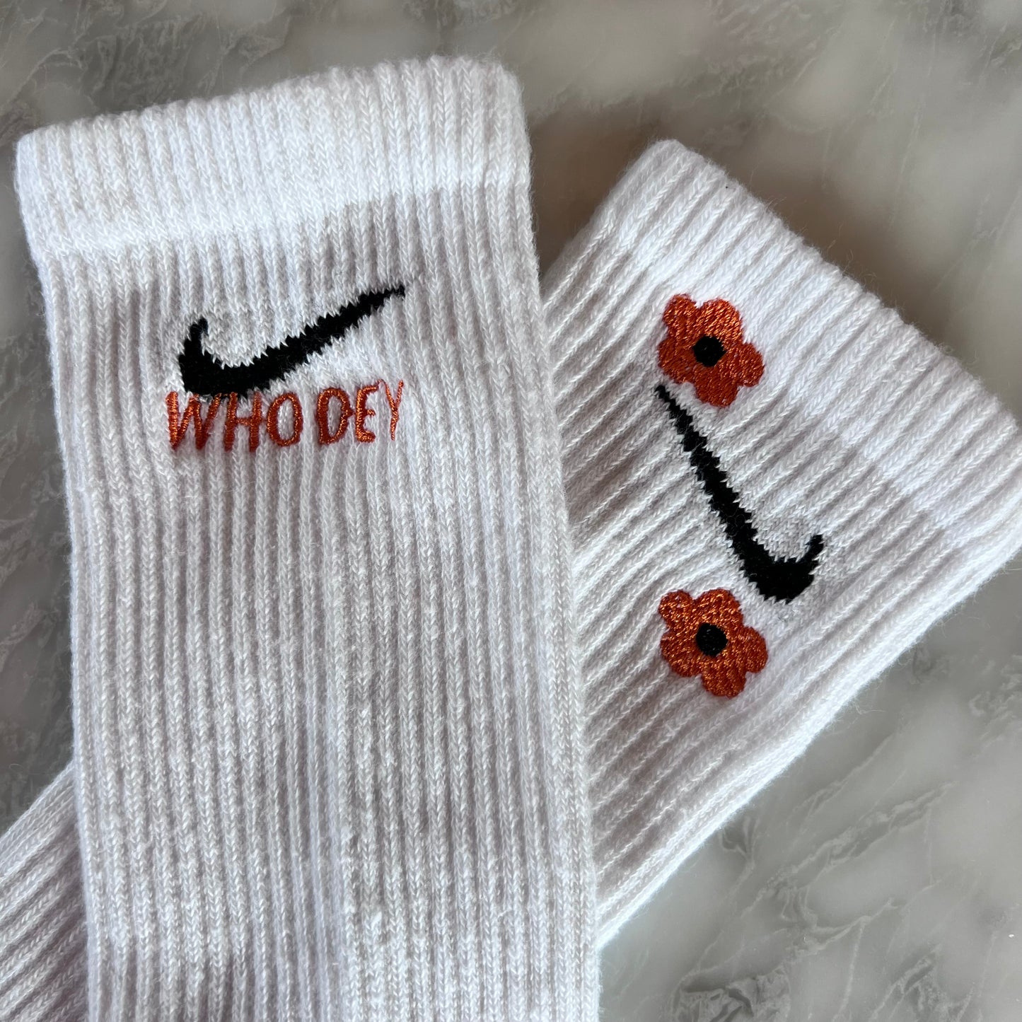 Who Dey Cincy Football Embroidered Nike Socks