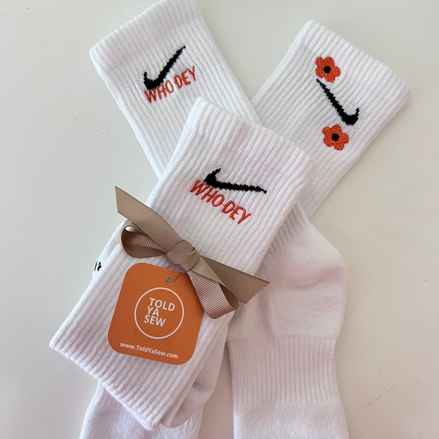 Who Dey Cincy Football Embroidered Nike Socks