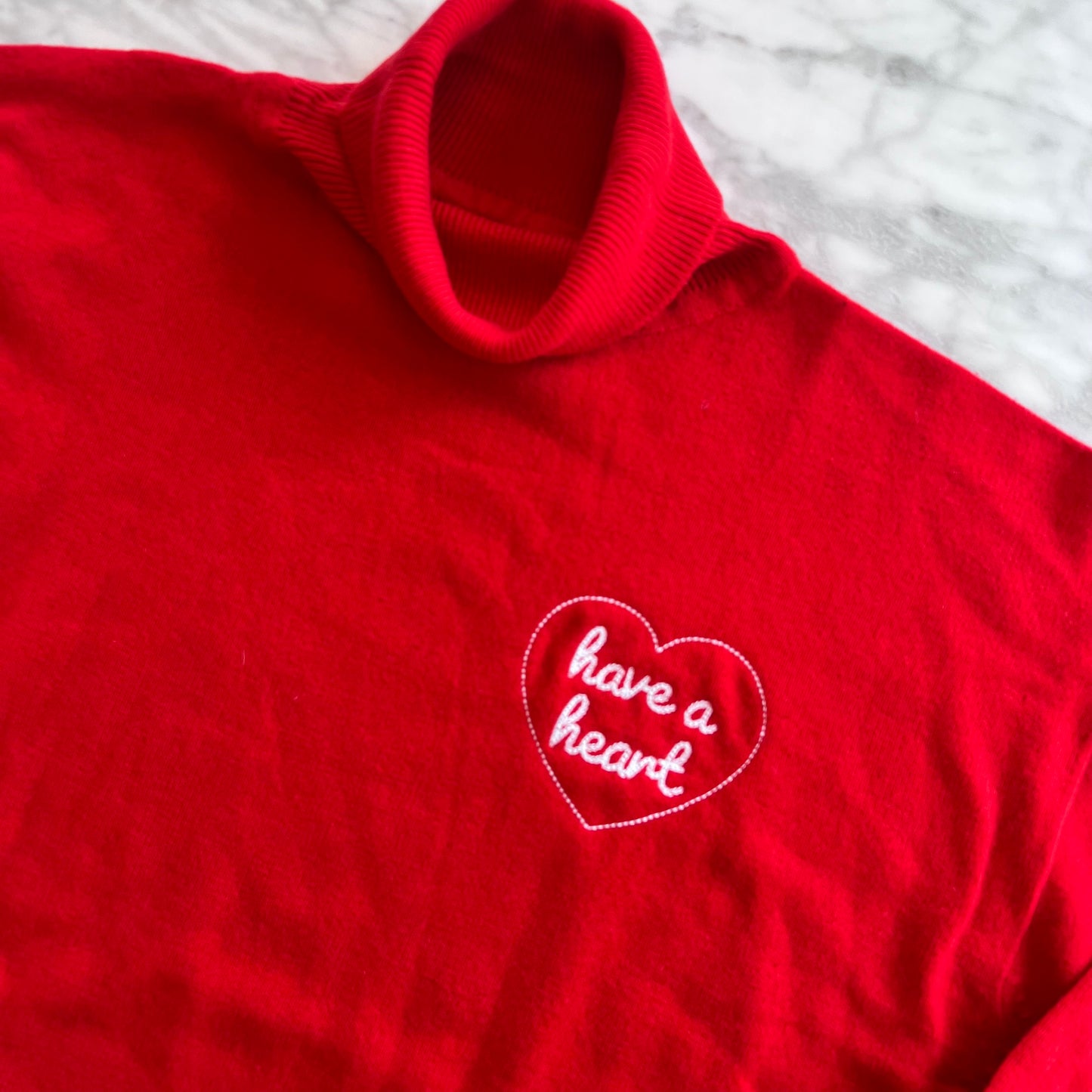"Have a Heart" Upcycled Cashmere Vintage Turtleneck Sweater