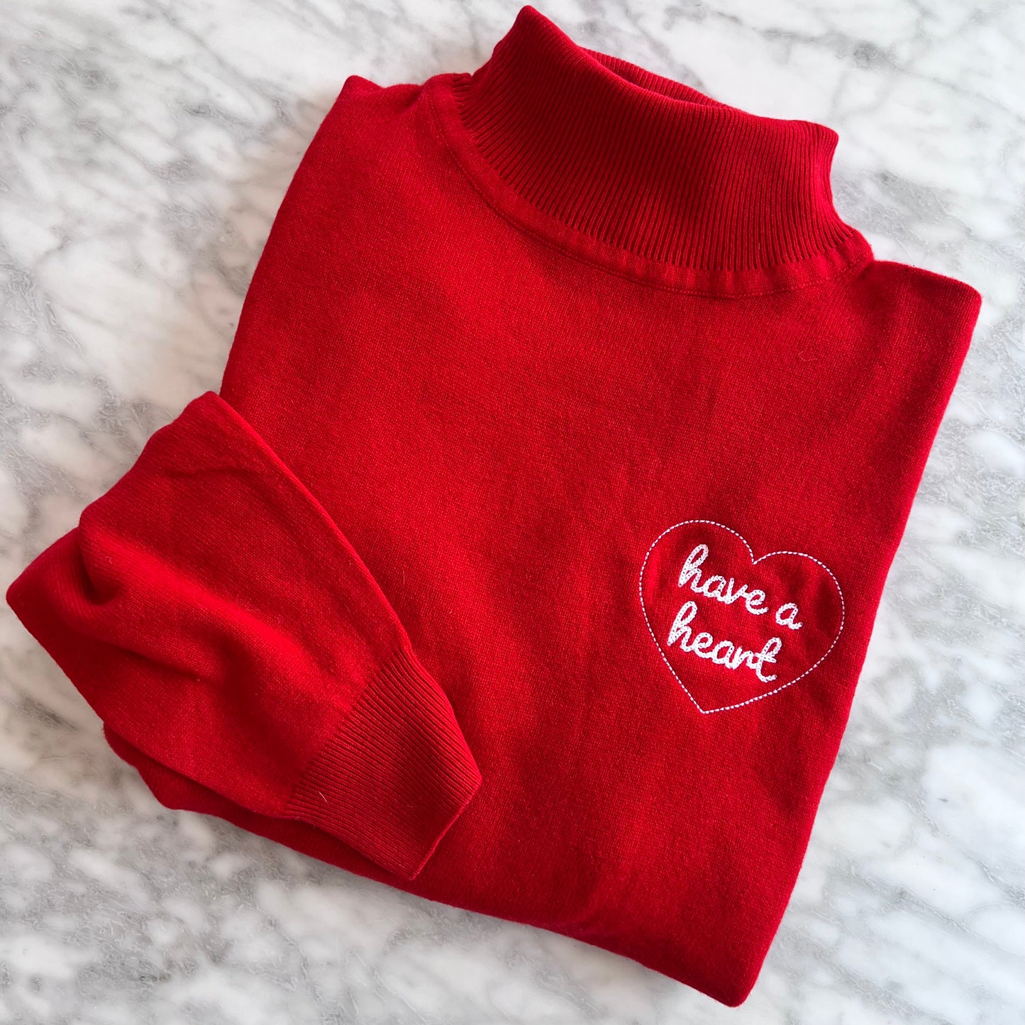 "Have a Heart" Upcycled Cashmere Vintage Turtleneck Sweater