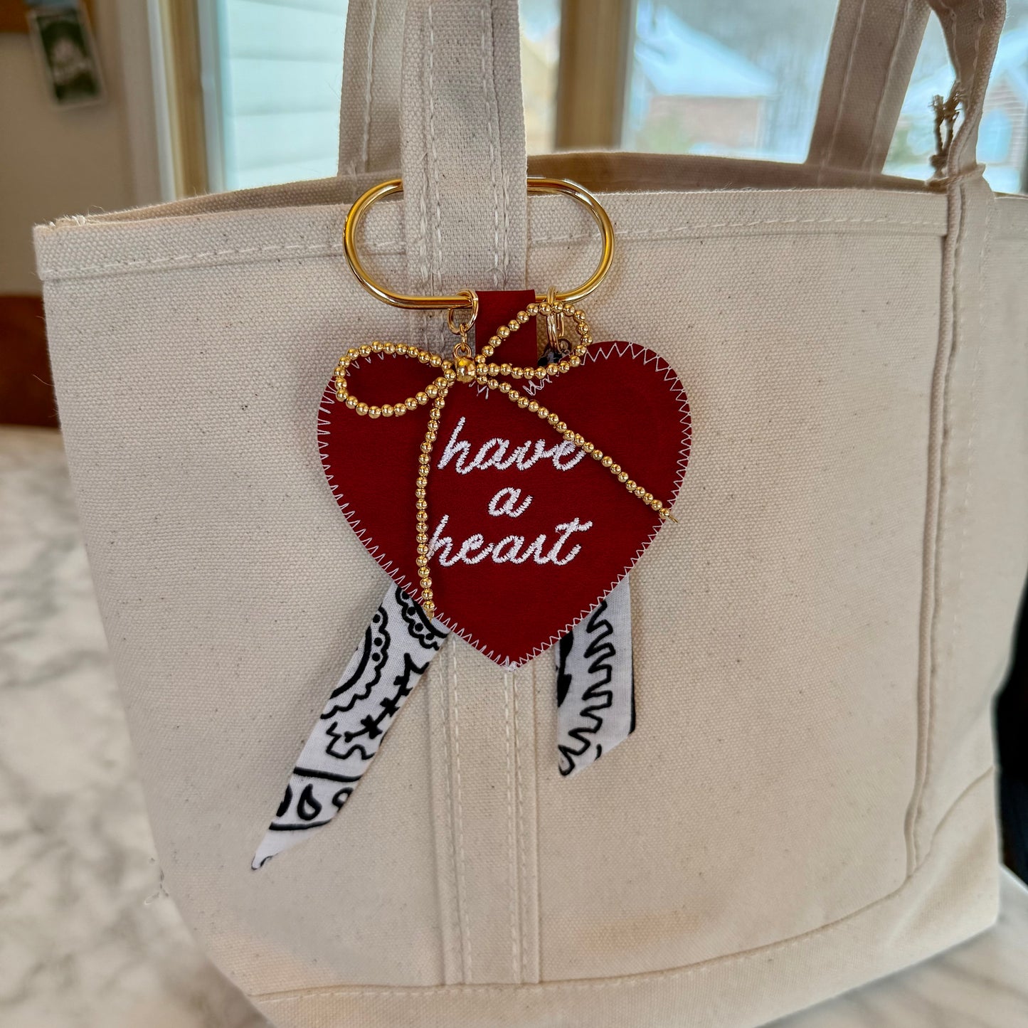 Embroidered Faux Leather Valentine's Day Bag Charms Key Chains