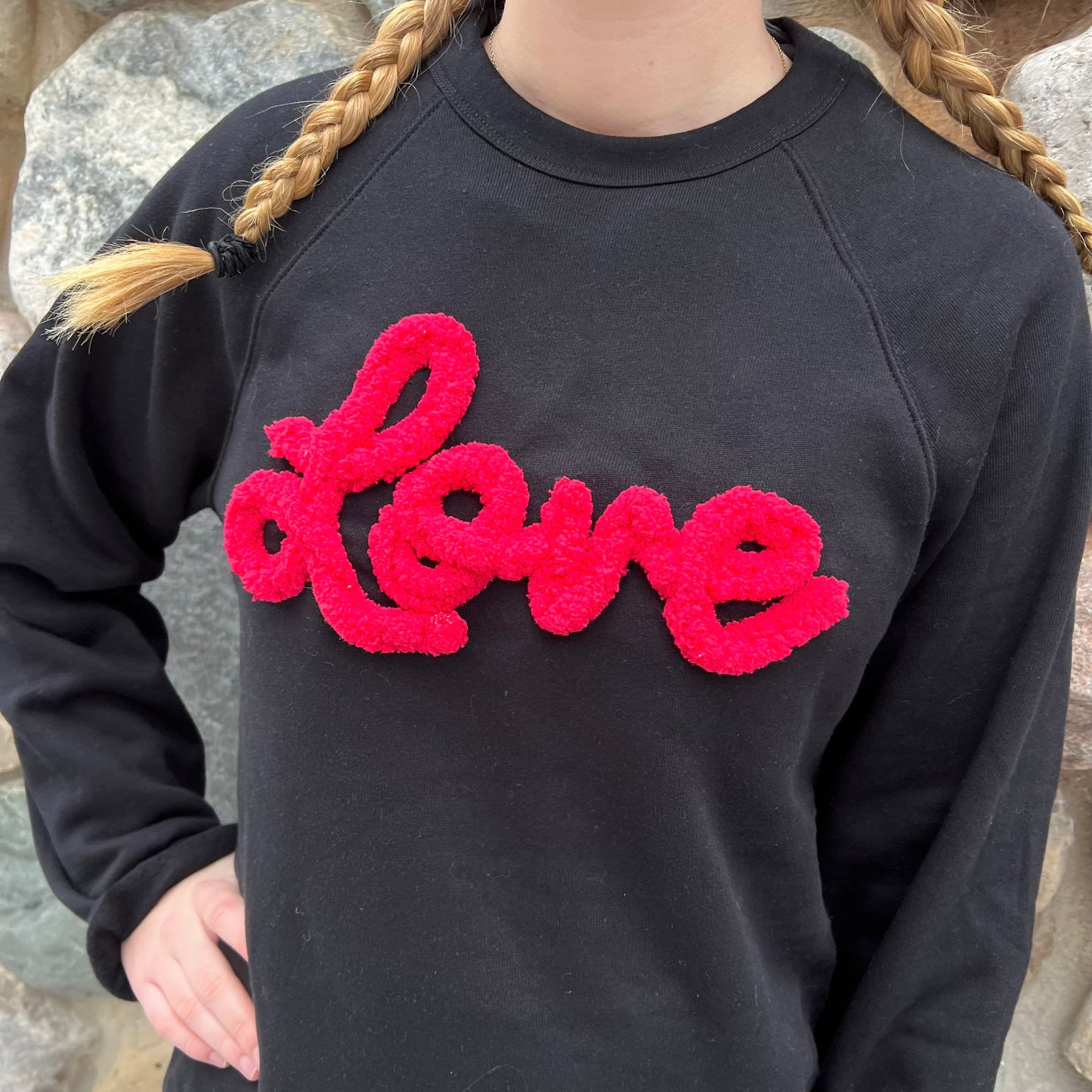 Chenille Yarn "Love" Sweatshirt