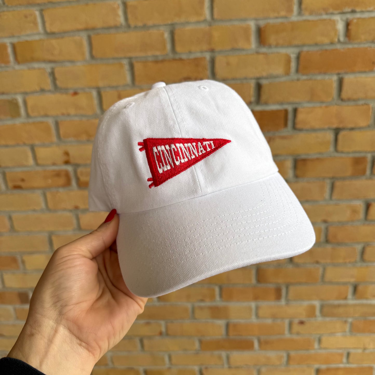 Cincinnati Reds Pennant Embroidered Baseball Cap Hat