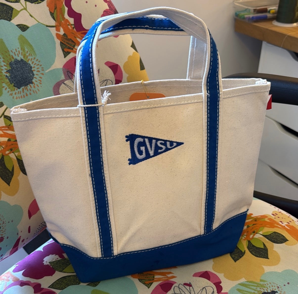 Custom Embroidered Pennant Flag Mini Canvas Tote Bag