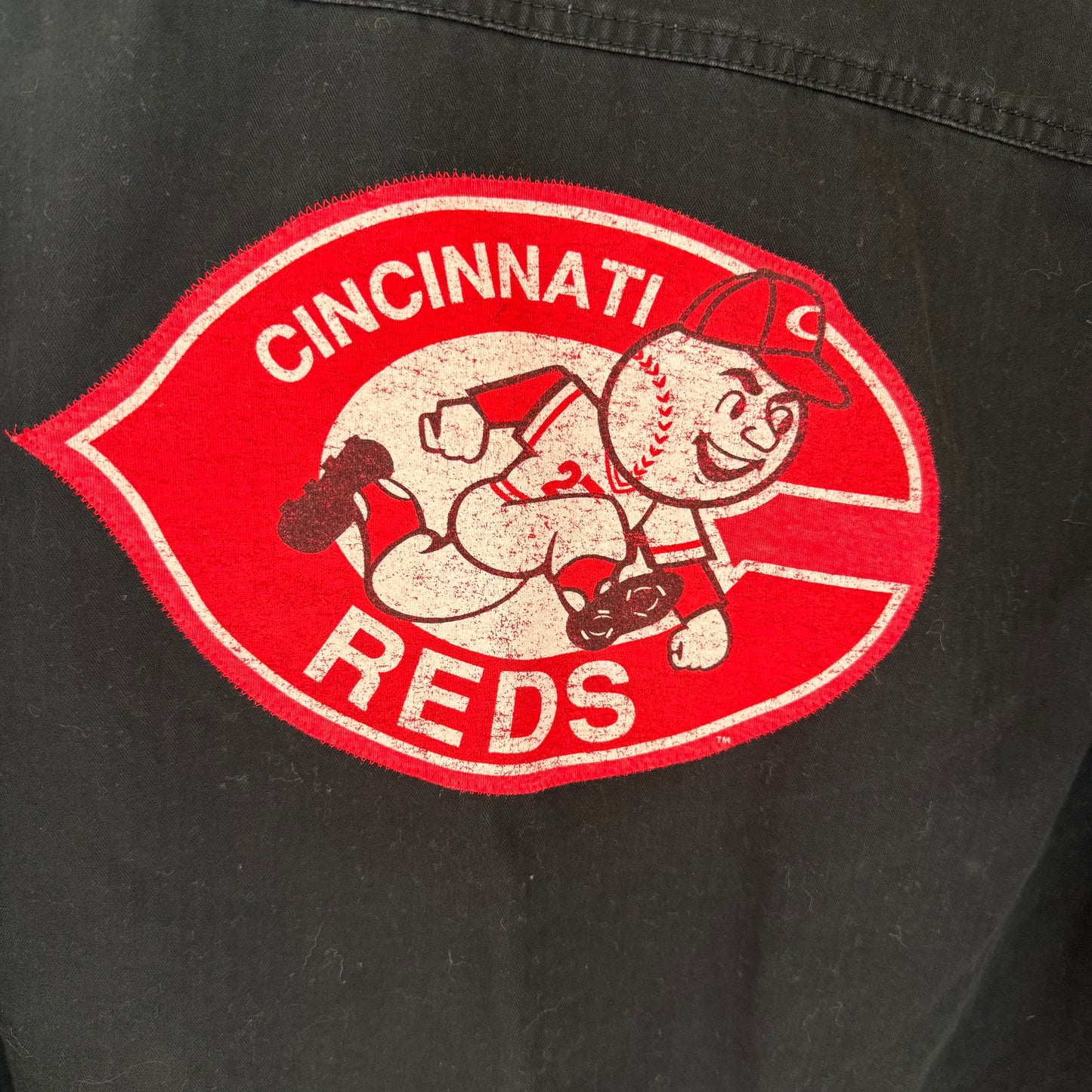 Cincinnati Reds Upcycled Cargo Cropped Black Cotton Jacket