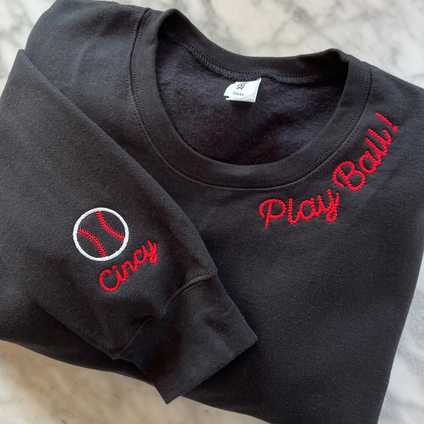 Custom Embroidered Curved Collar Line Crewneck