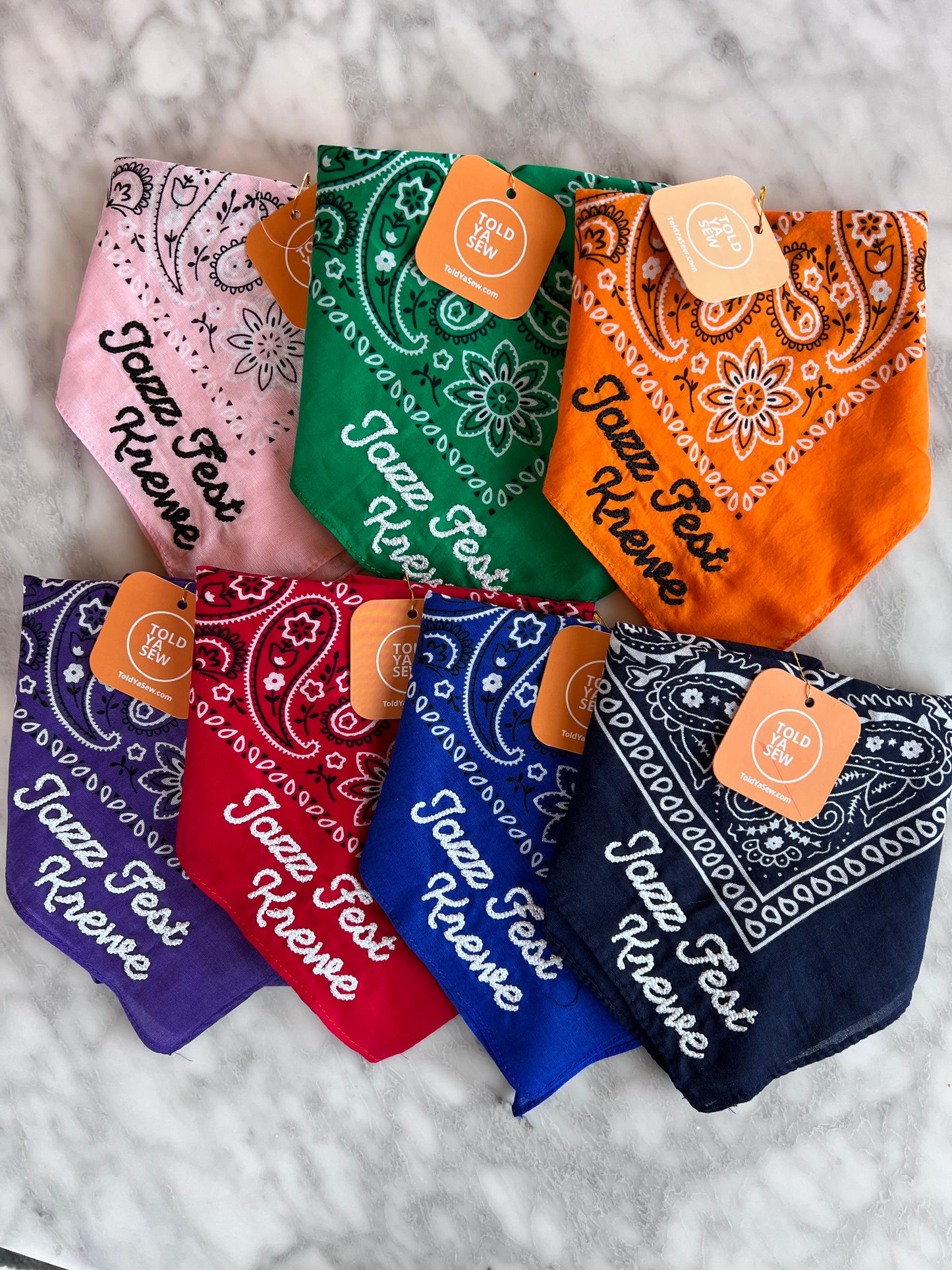 Personalized Chainstitch Embroidered Bandanas