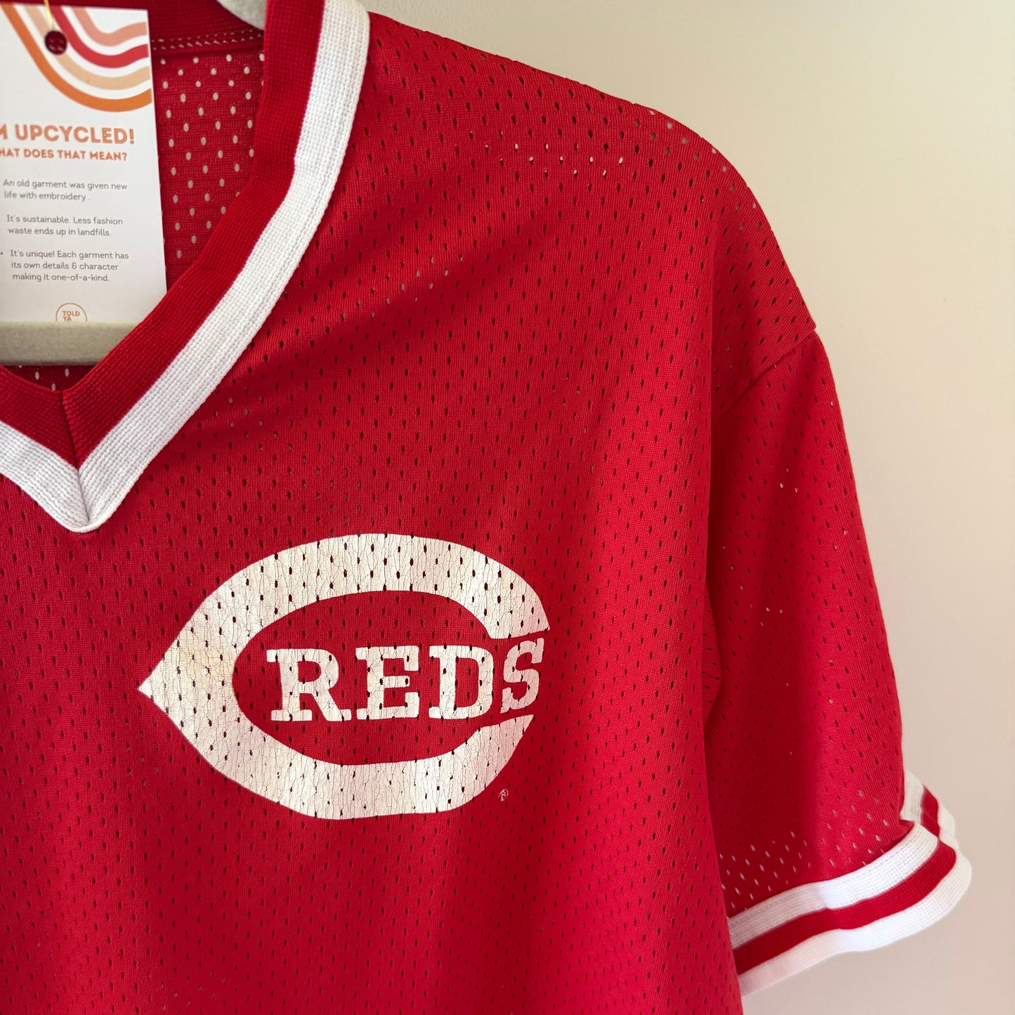 Upcycled Vintage 80s Cincinnati Reds Cropped Mesh Jersey