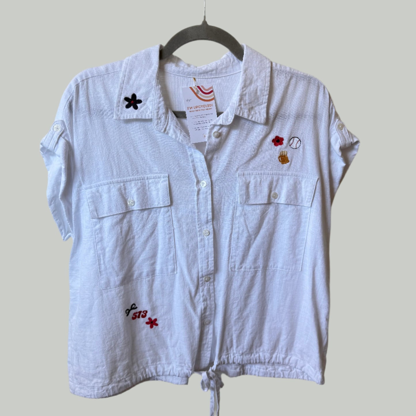 "Summer in Cincy" Upcycled Embroidered Blouse