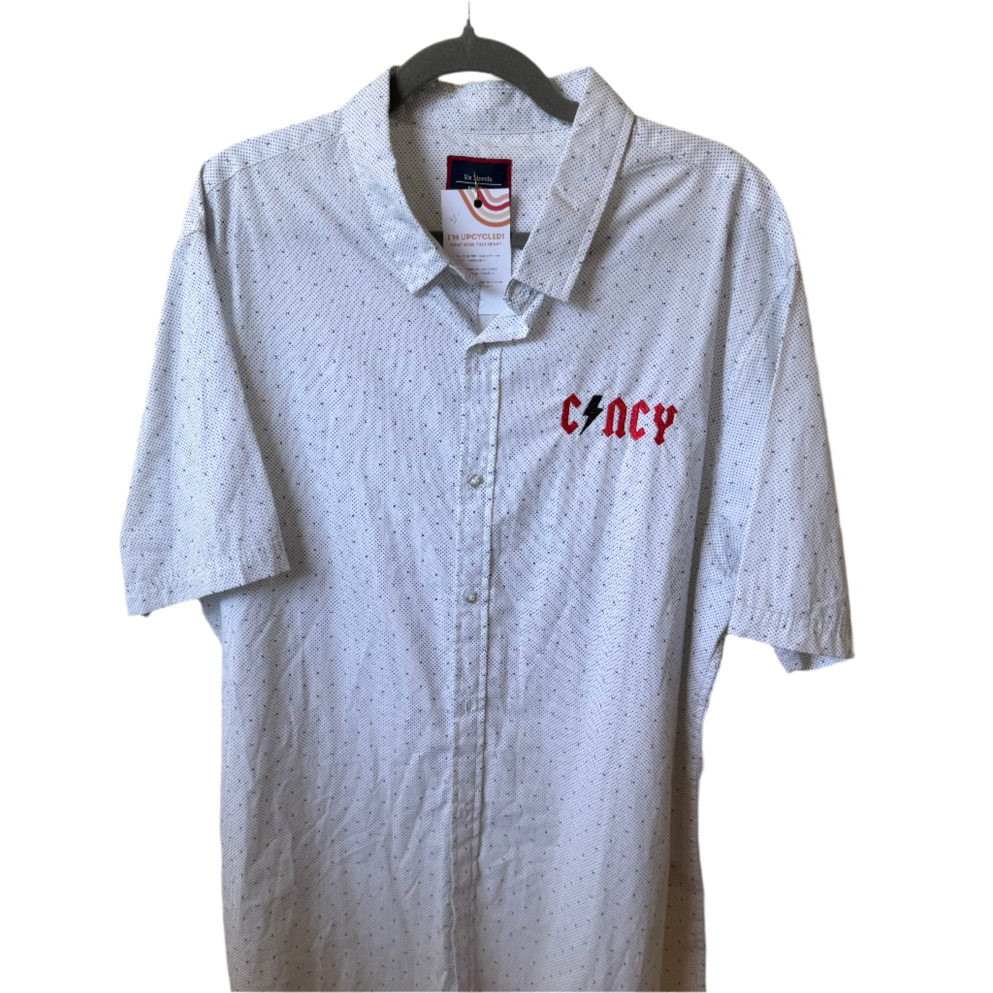 Cincy Reds Rocker Mens Upcycled Short-Sleeved Button-Up Shirt