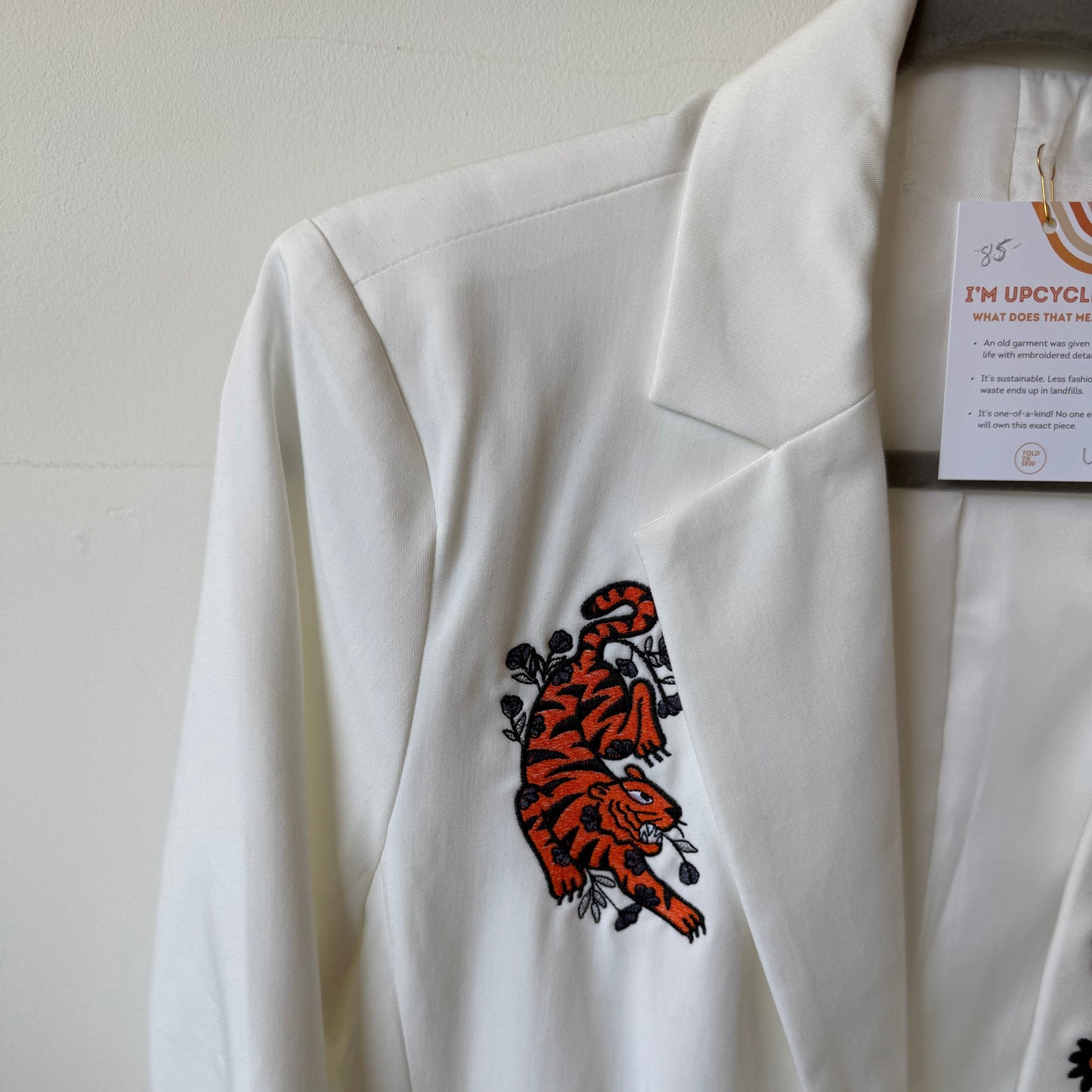 Cincy Bengals Embroidered Upcycled Women's White Blazer