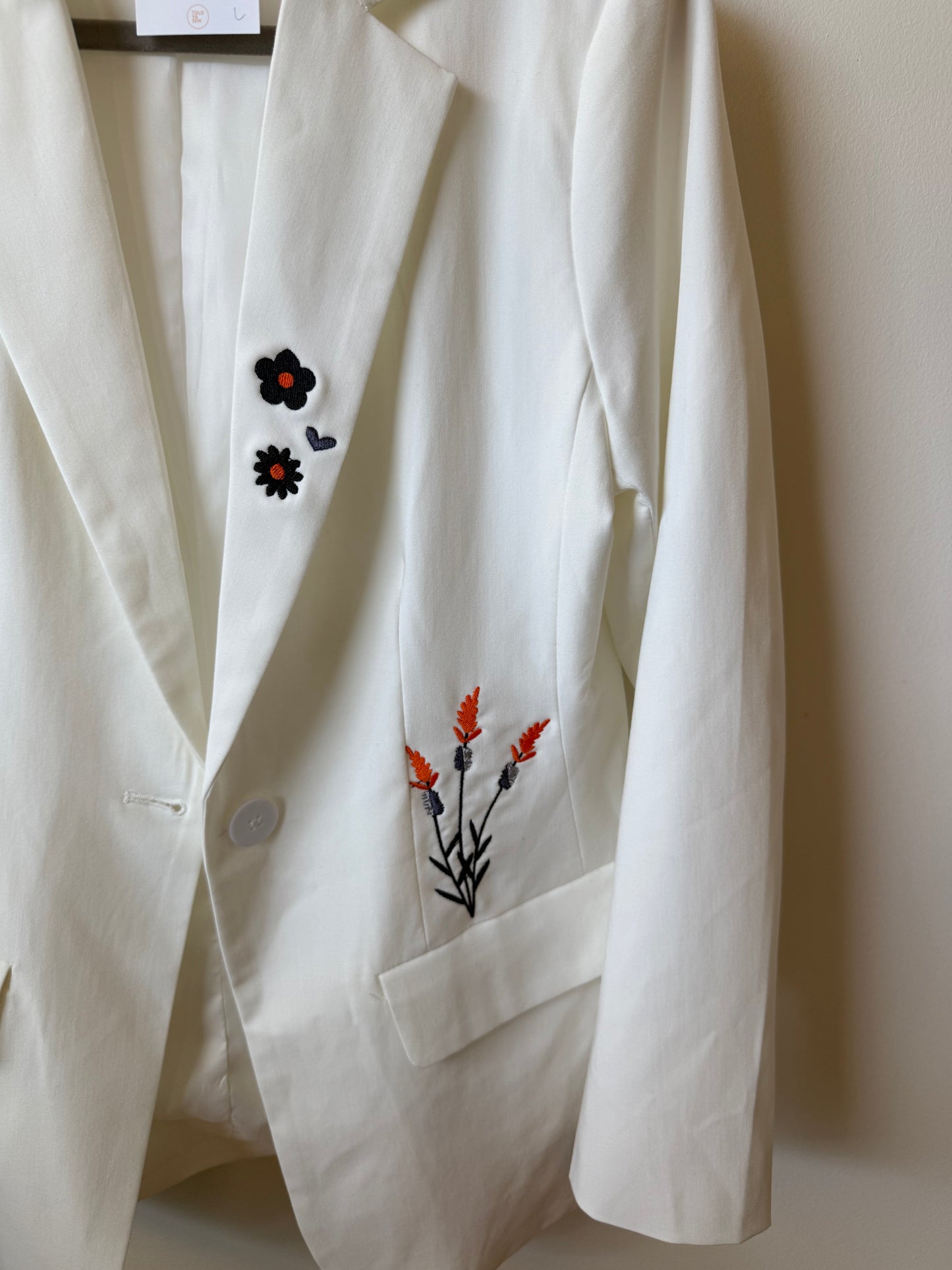 Cincy Bengals Embroidered Upcycled Women's White Blazer