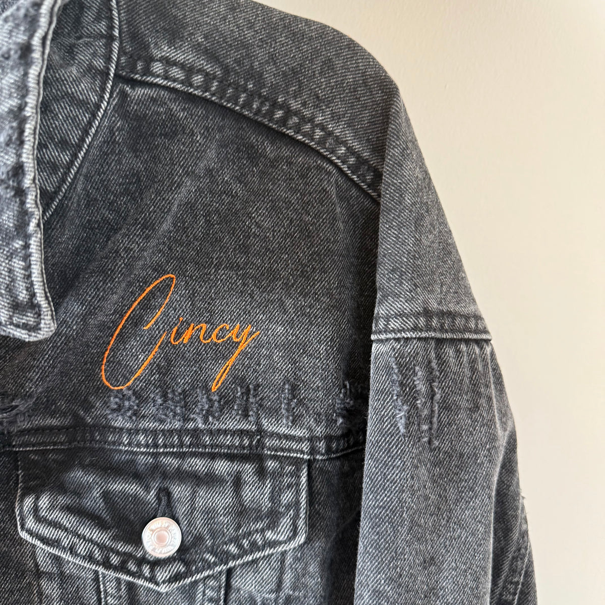 Double Tiger Bengals Upcycled Stonewashed Denim Jacket