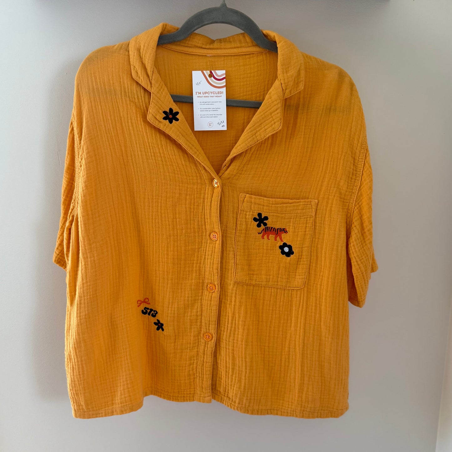 Bengals Babe Embroidered Upcycled Orange Oversized Blouse
