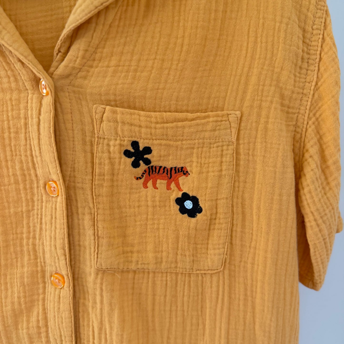Bengals Babe Embroidered Upcycled Orange Oversized Blouse