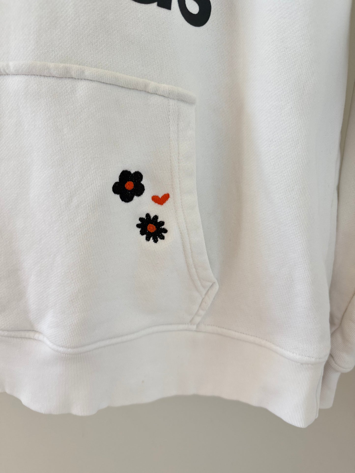 Bengals Tiger Flowers Embroidered Upcycled Adidas Hoodie