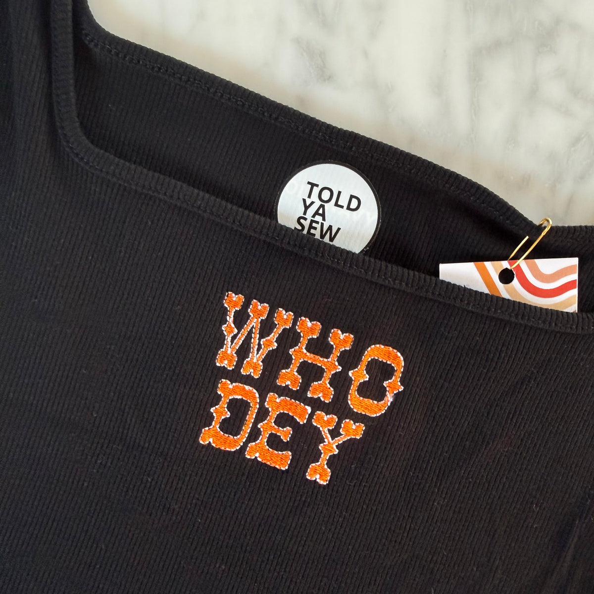 Who Dey Embroidered Upcycled Ribbed Tank Top