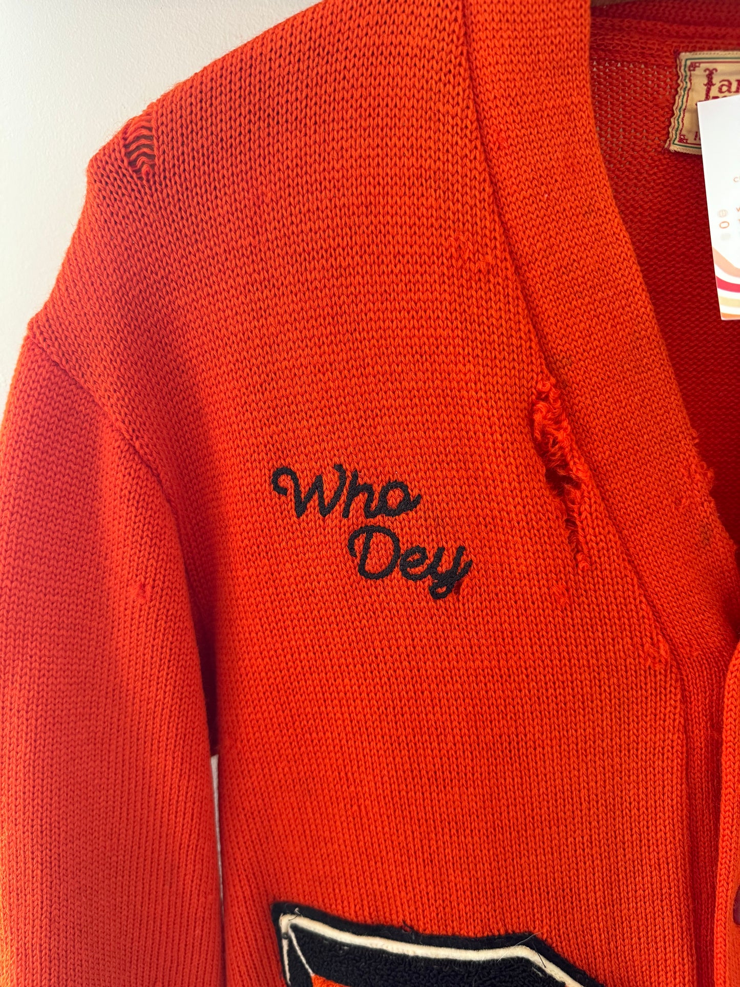 Upcycled Vintage 1950s Varsity Sweater with New Cincinnati Bengals Embroidery