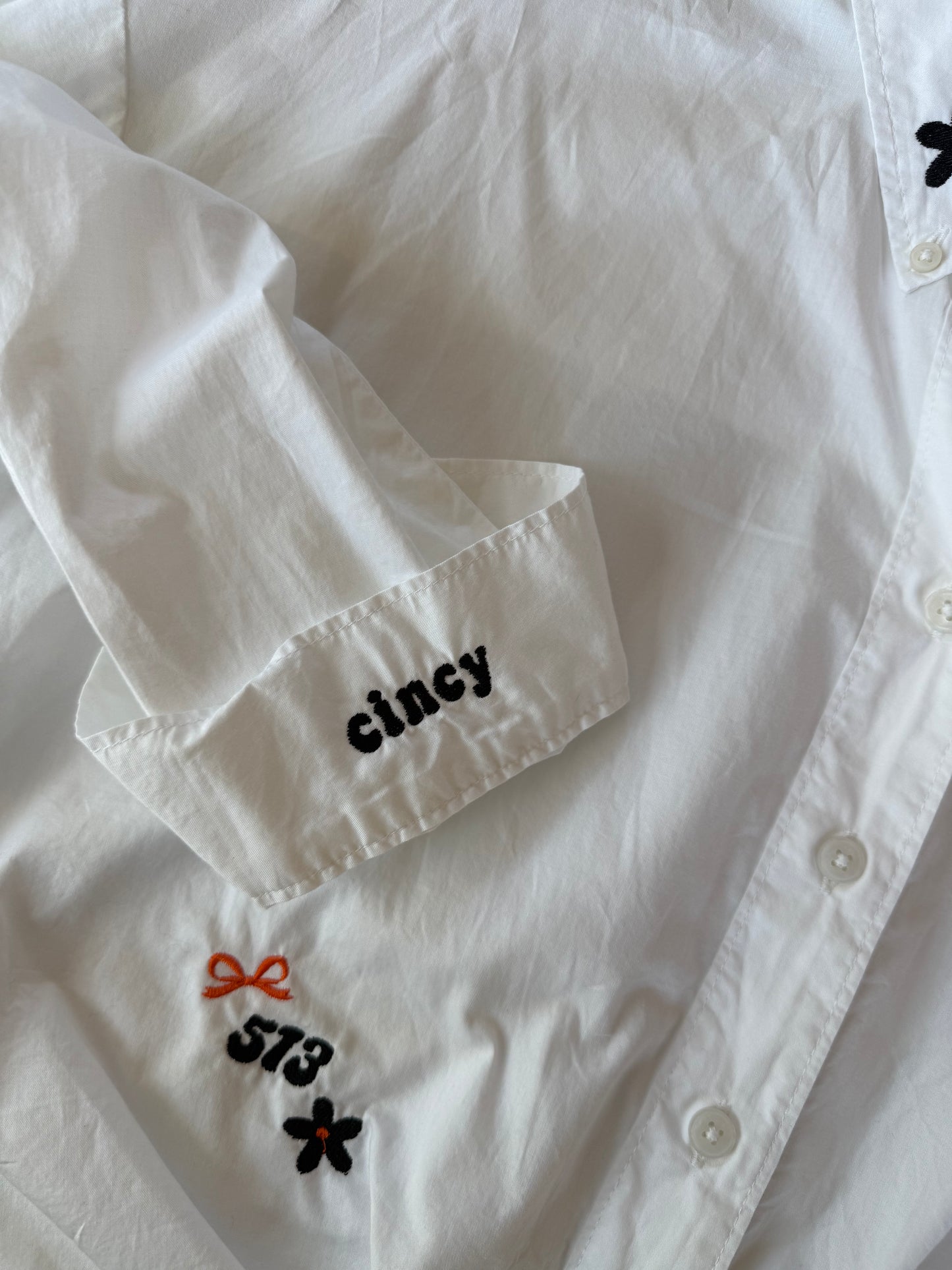 Bengals Babe Upcycled Women's Button-Up White Blouse