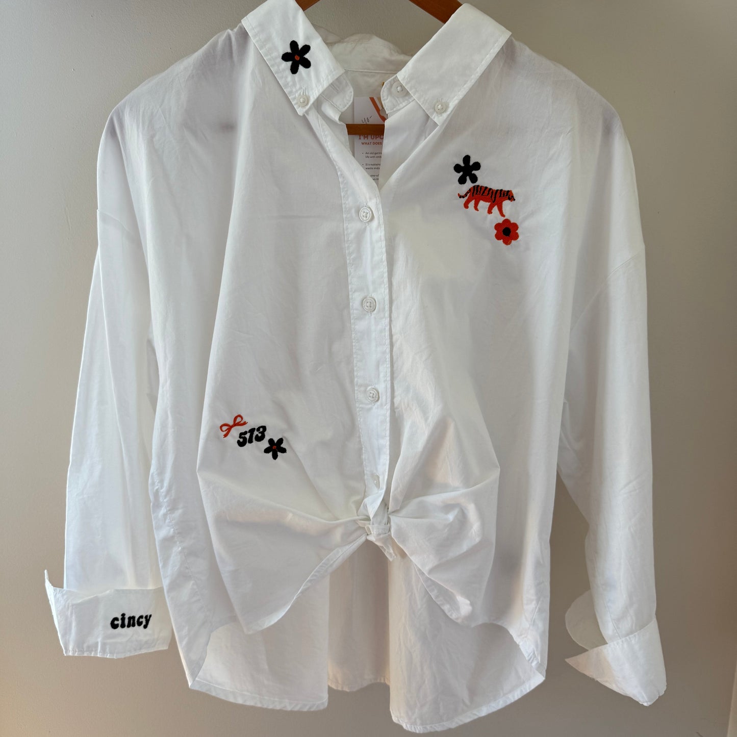 Bengals Babe Upcycled Women's Button-Up White Blouse