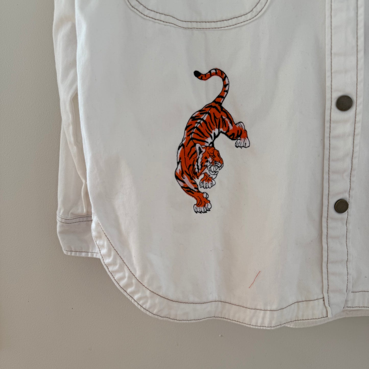 Western Who Dey Upcycled White Shacket