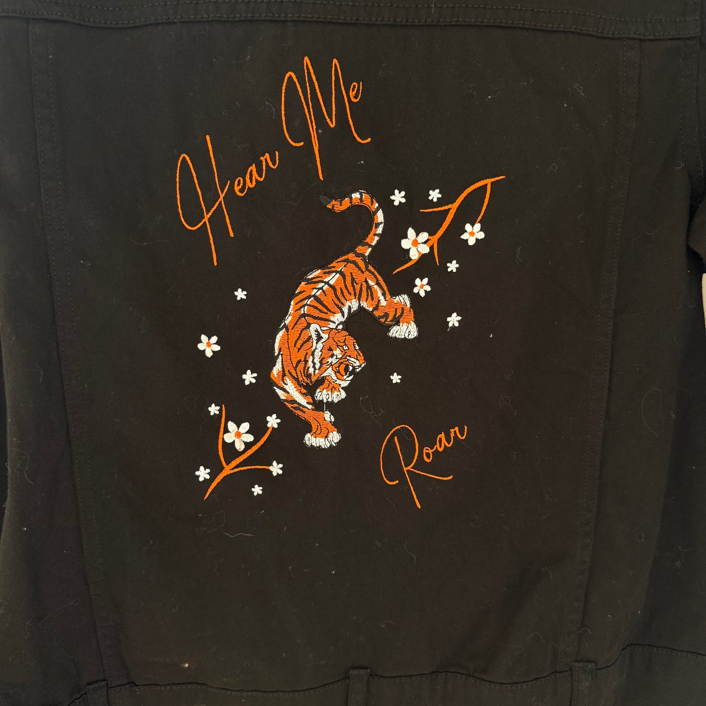 "Hear Me Roar" Upcycled Black Cotton Jacket