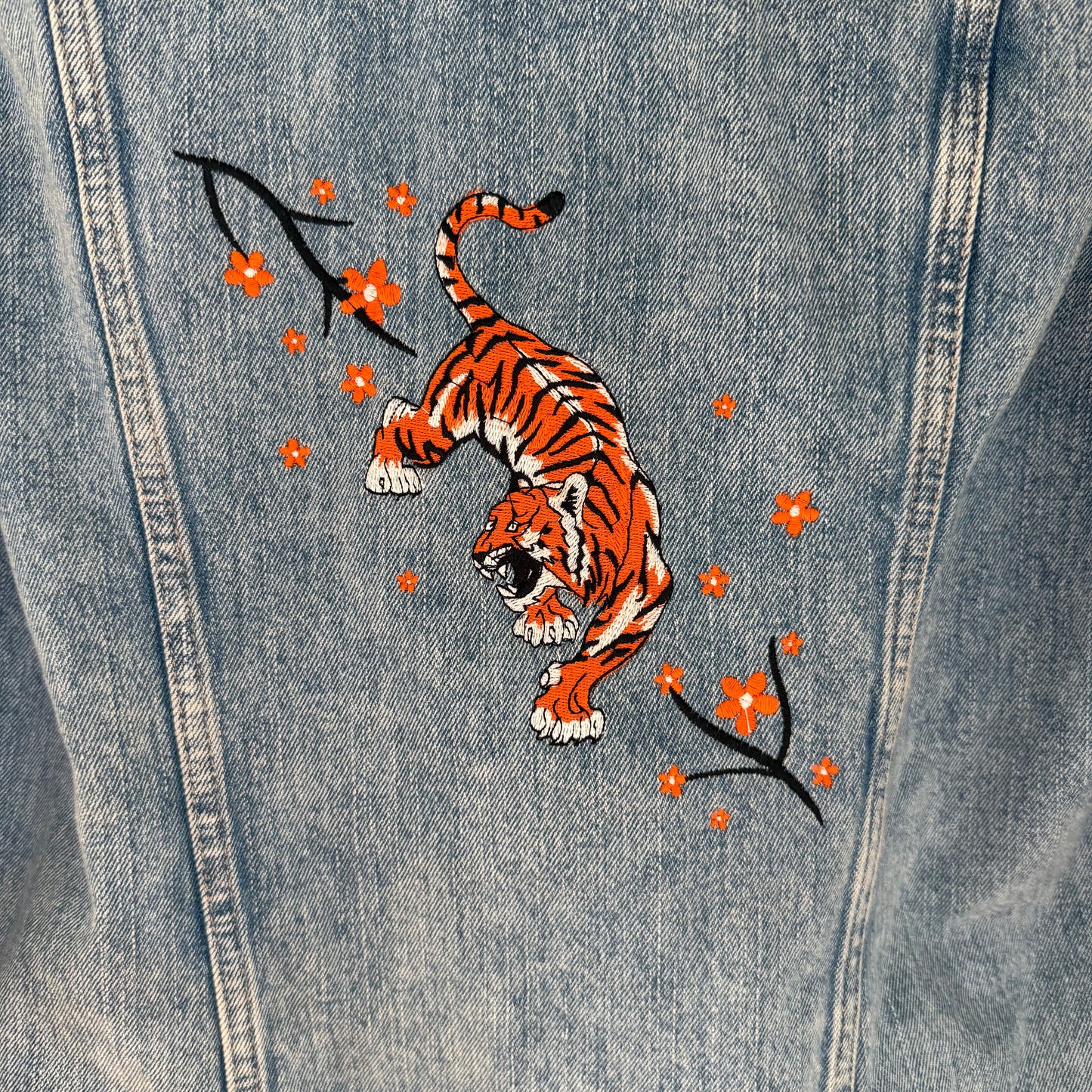 Bengal Tiger Upcycled Denim Stone-Washed Jacket