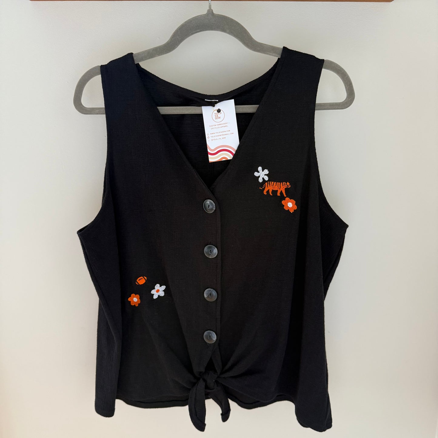 Bengals Babe Upcycled Sleeveless Button-Up Shirt