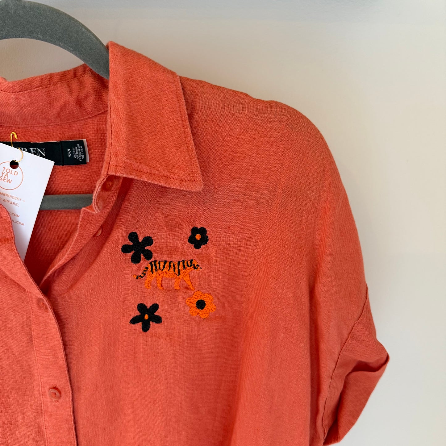 Bengals Babe Upcycled Linen Orange Blouse