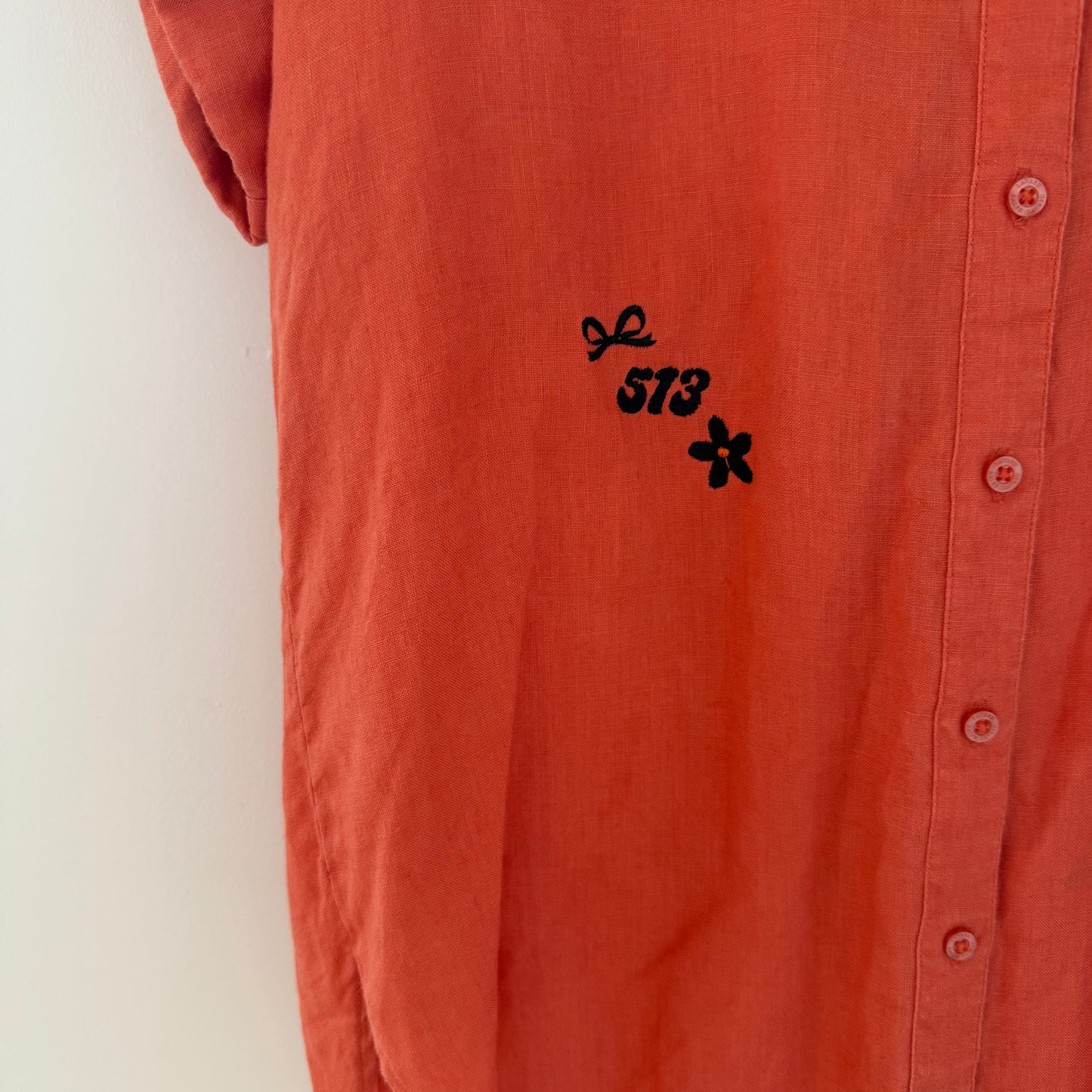 Bengals Babe Upcycled Linen Orange Blouse