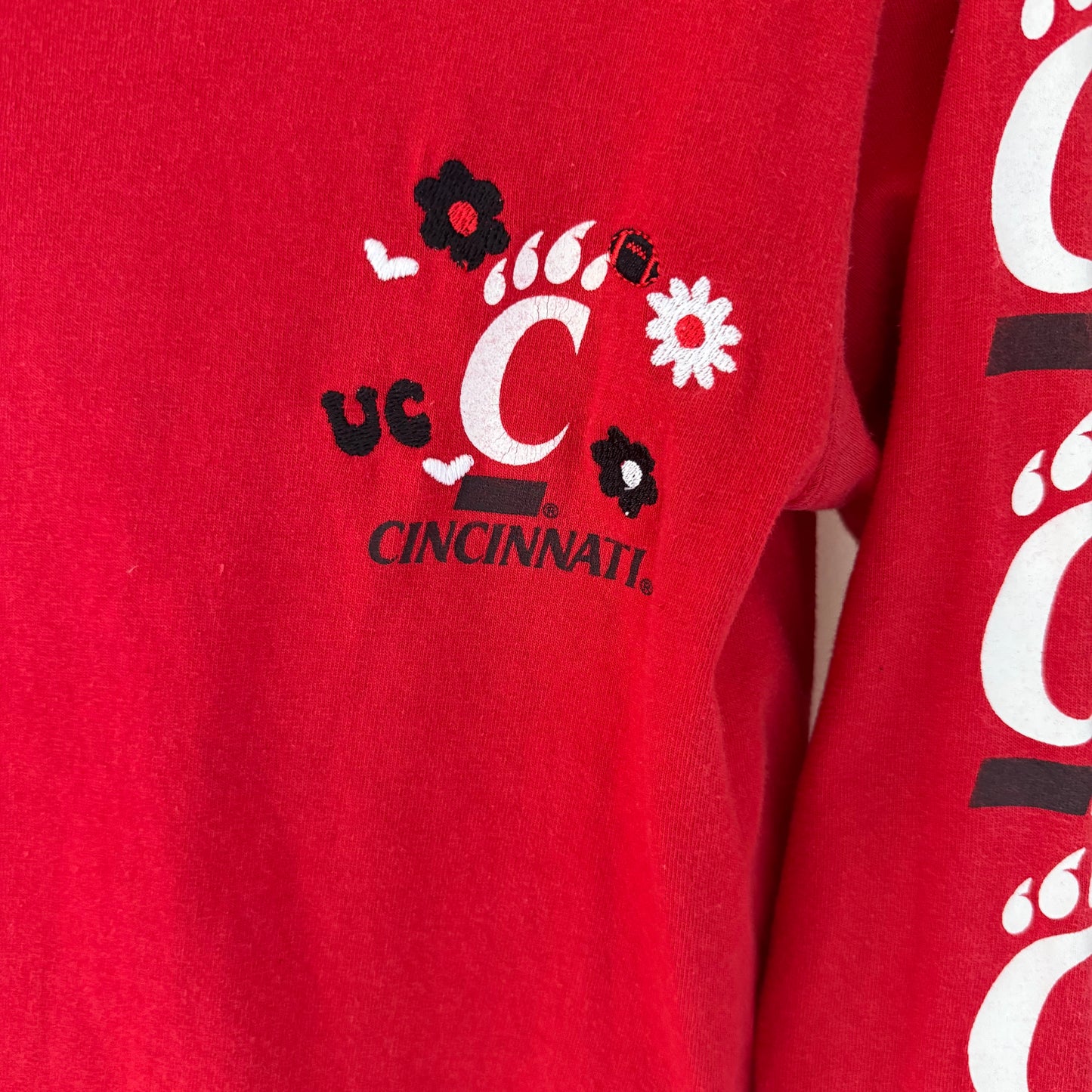 University of Cincinnati Embroidered Upcycled Cropped Long-Sleeved Tee