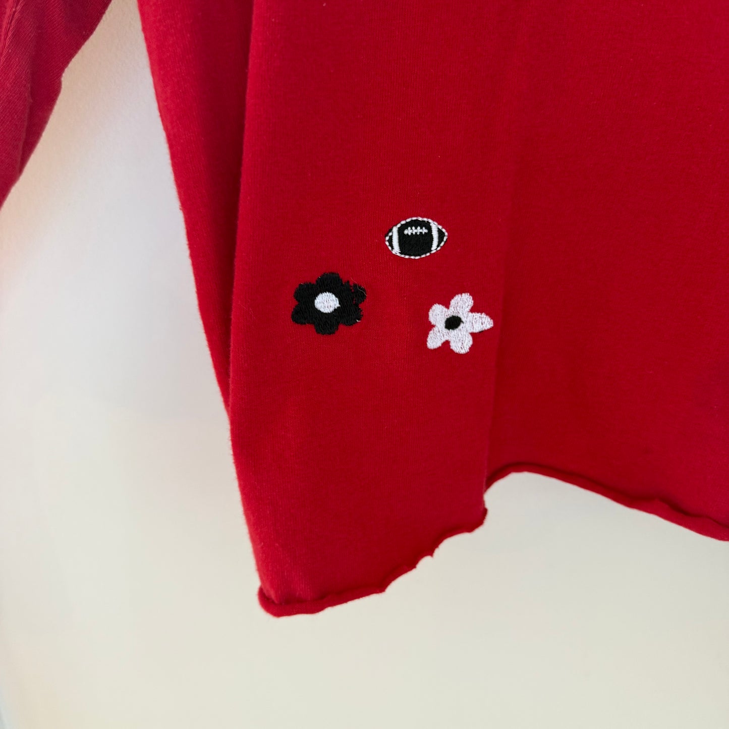 University of Cincinnati Embroidered Upcycled Cropped Long-Sleeved Tee