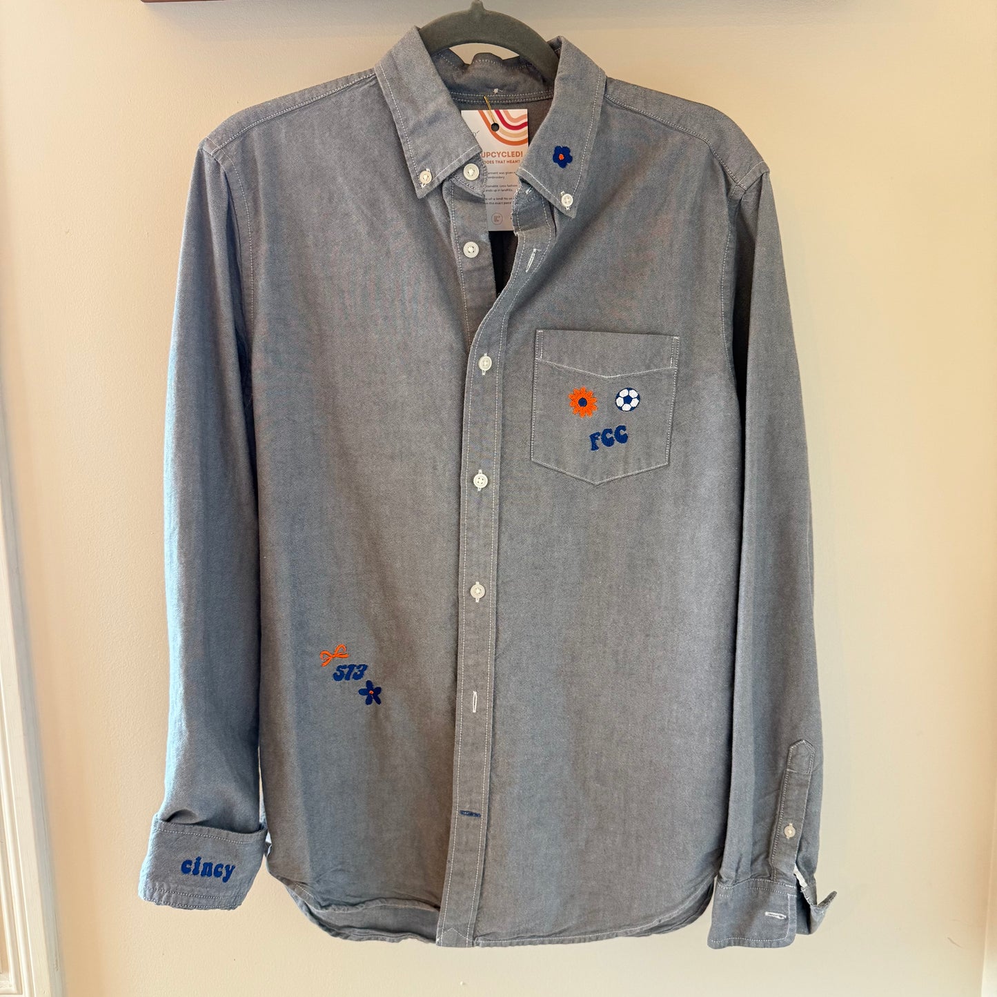 FC Cincy Upcycled Button Up Boyfriend's Shirt