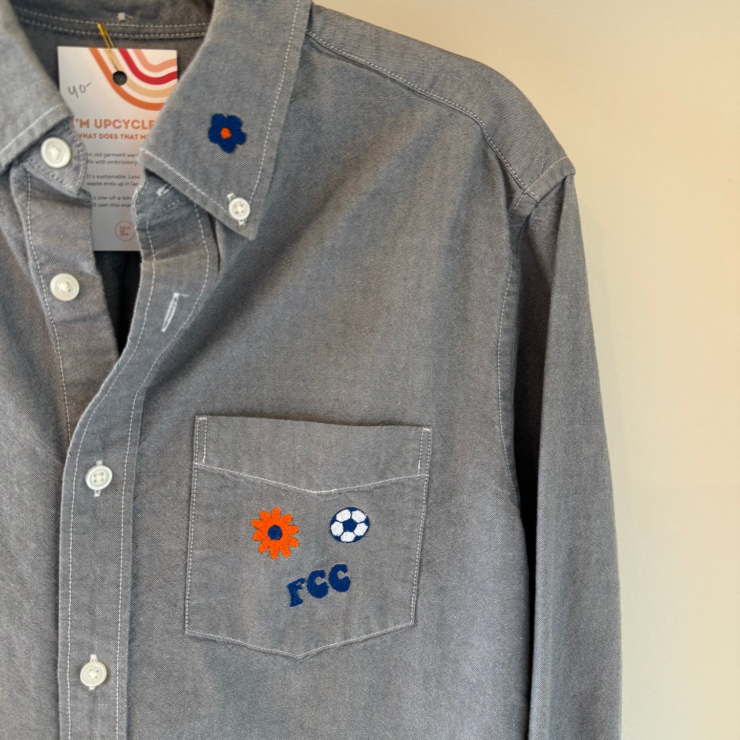 FC Cincy Upcycled Button Up Boyfriend's Shirt