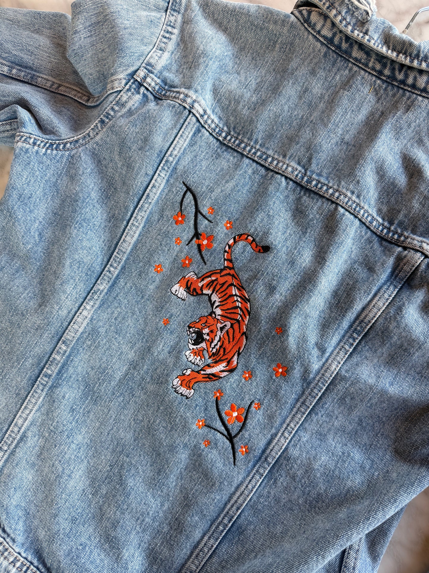 Bengal Tiger Upcycled Denim Stone-Washed Jacket