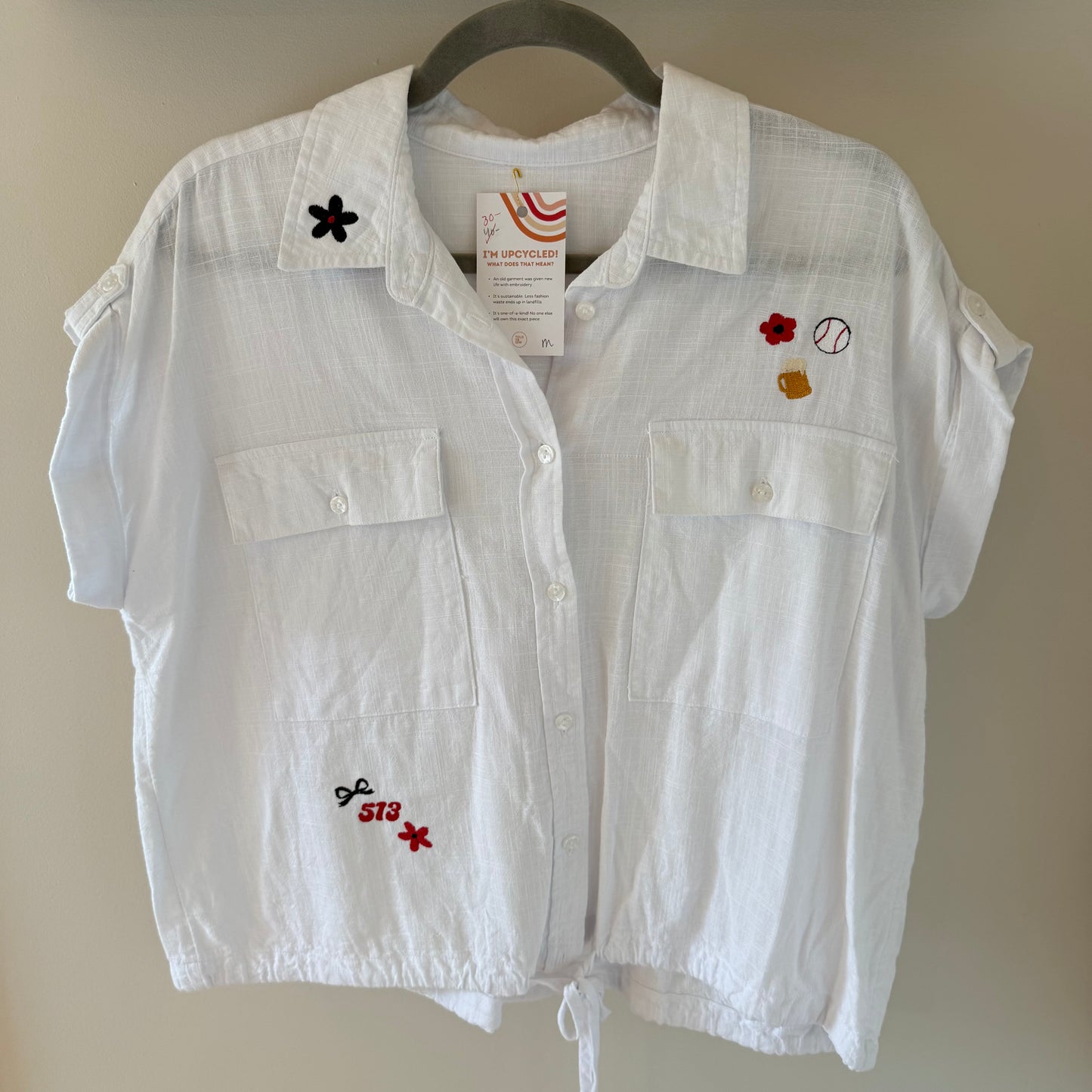 "Summer in Cincy" Upcycled Embroidered Blouse