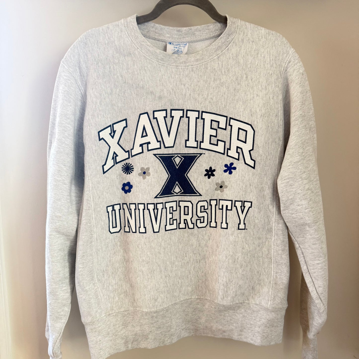 Xavier University Embroidered Upcycled Vintage Crewneck Sweatshirt