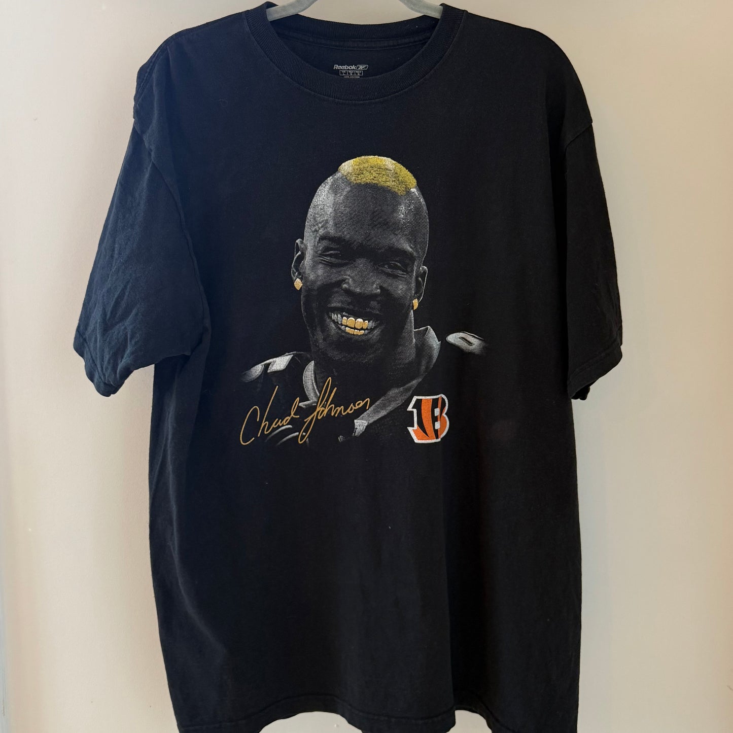 Vintage Bengals Chad Johnson Gold Mohawk & Grillz Reebok T-shirt