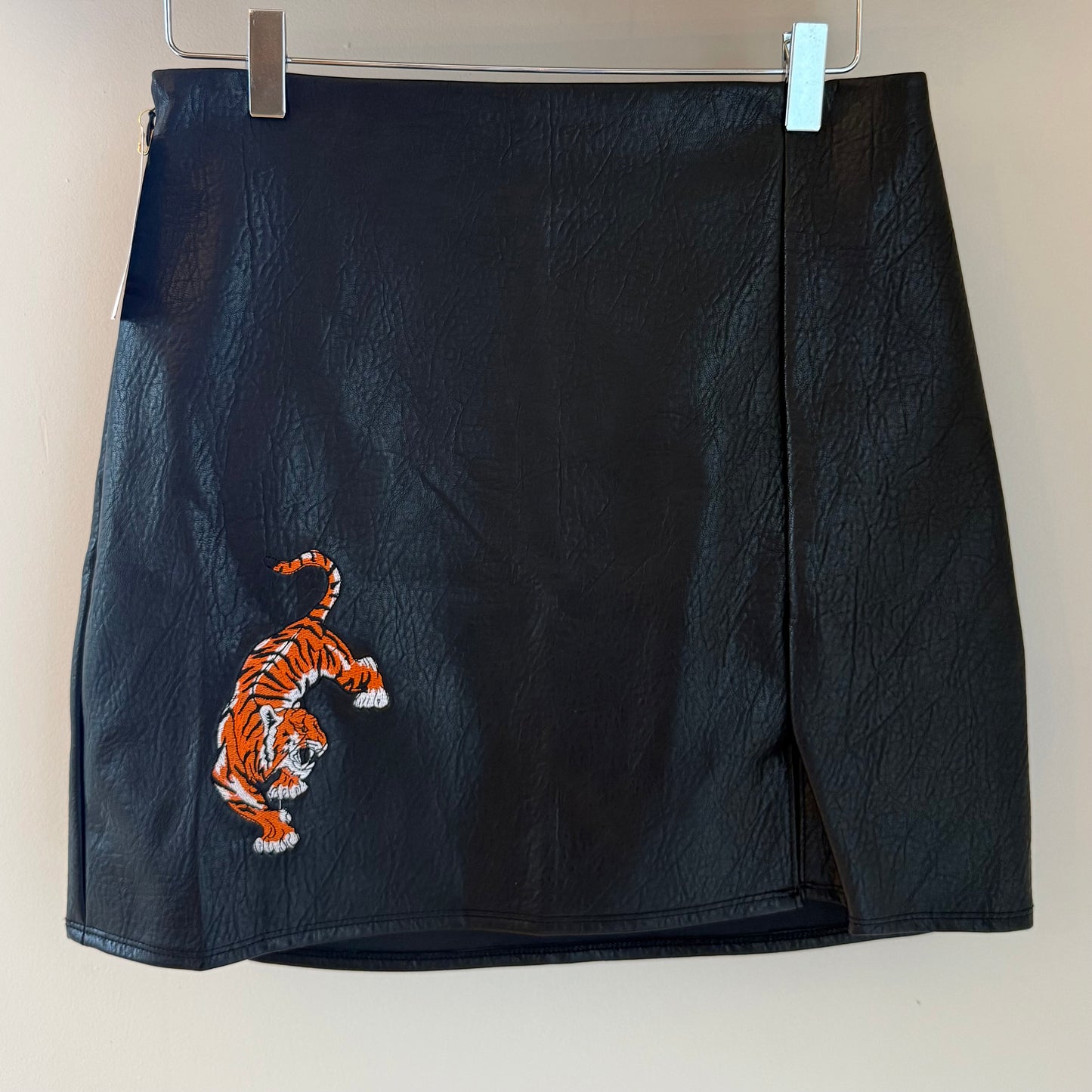 Bengals Upcycled Faux Leather Mini Skirt
