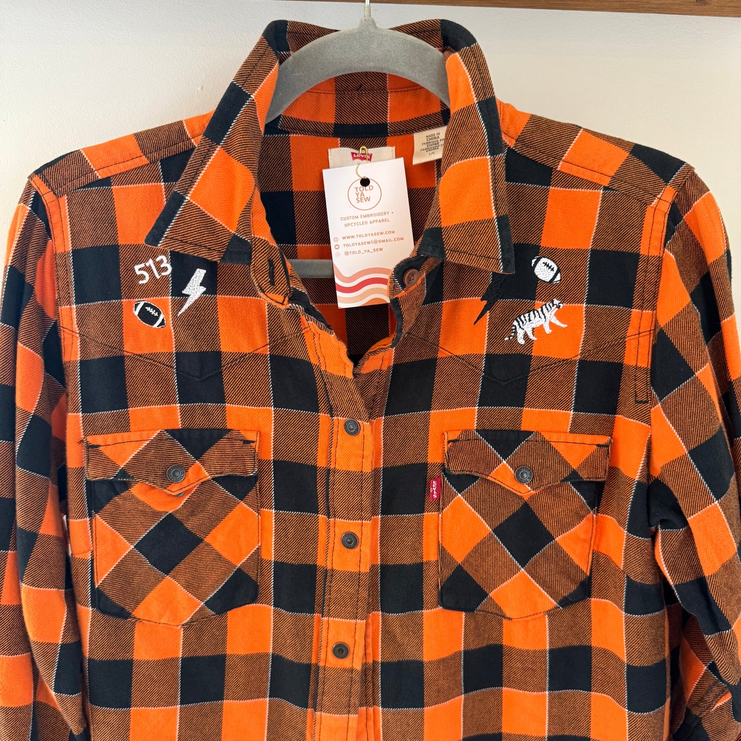Bengals Upcycled Levi's Brand Official NFL Women's Western Flannel