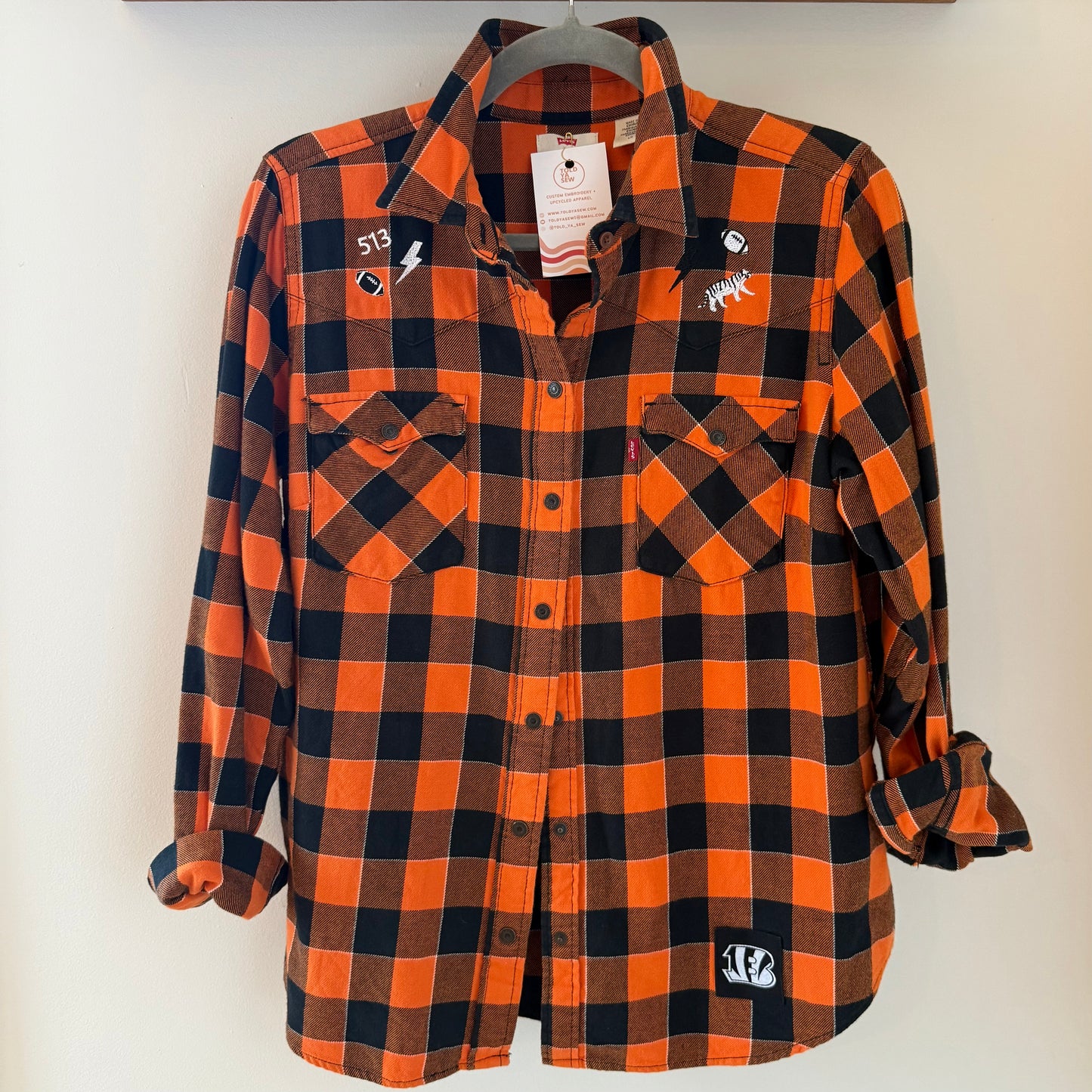 Bengals Upcycled Levi's Brand Official NFL Women's Western Flannel