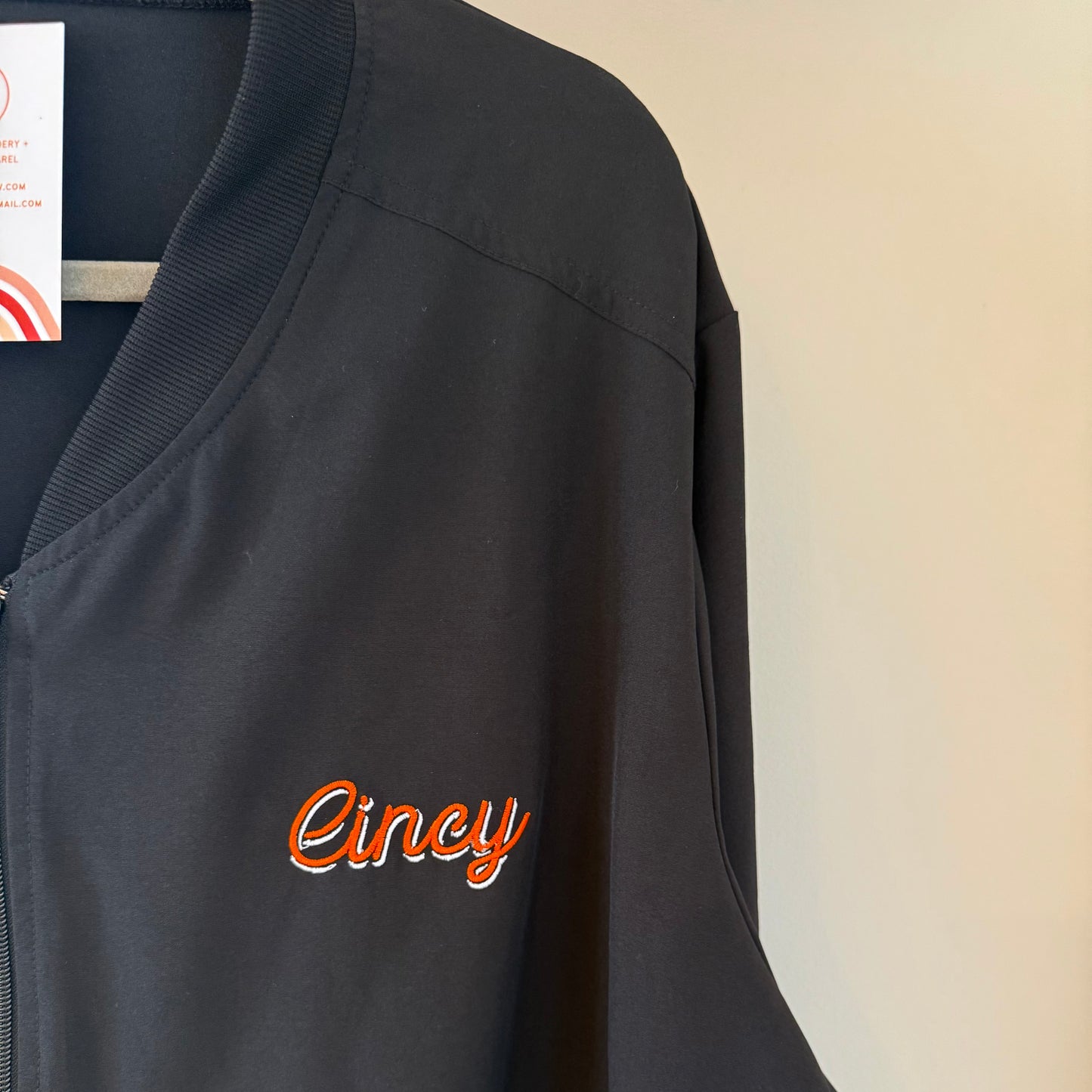 Cincy Bengals Embroidered Upcycled Lightweight Bomber Style Jacket