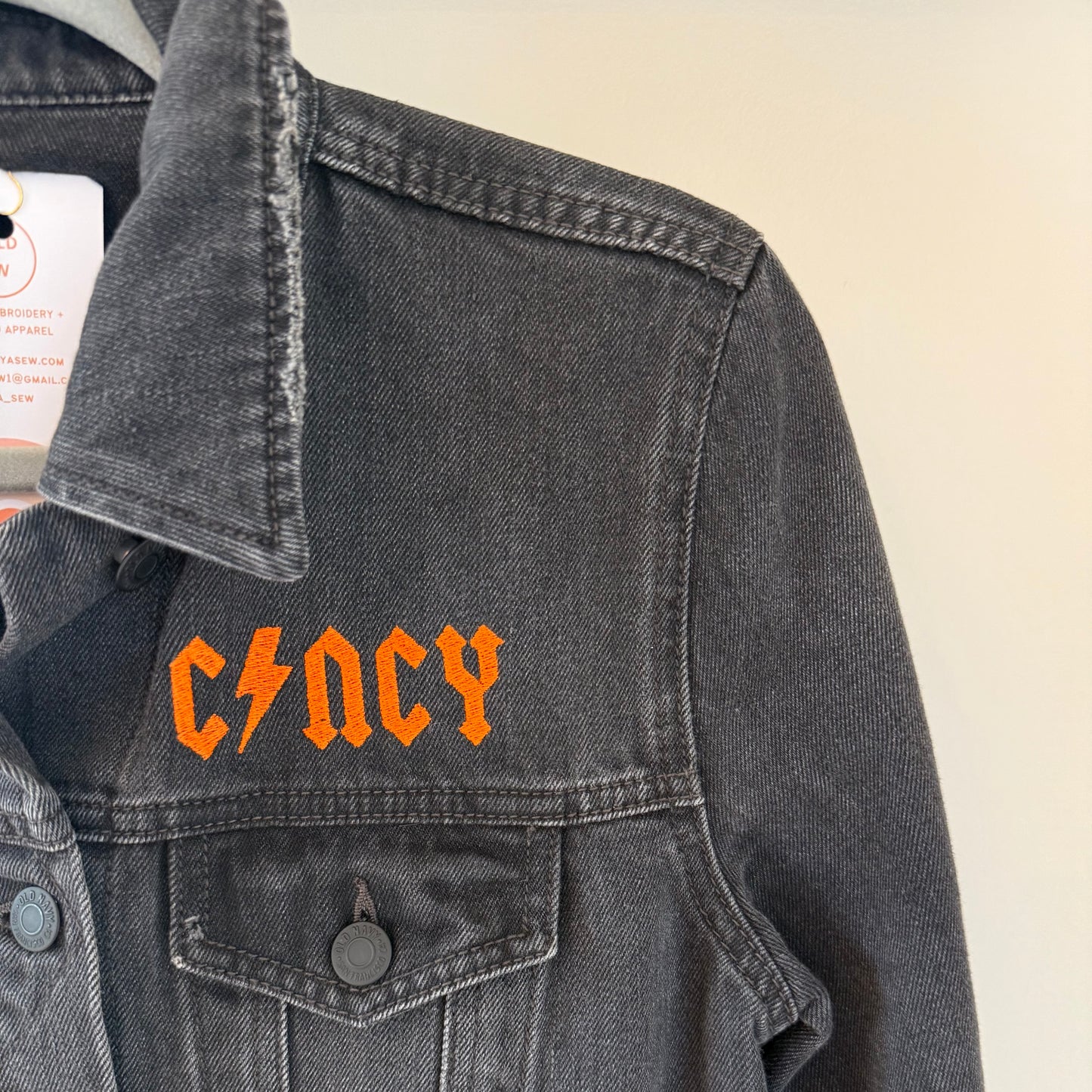 Cincy Bengals Embroidered Upcycled Black Denim Jacket