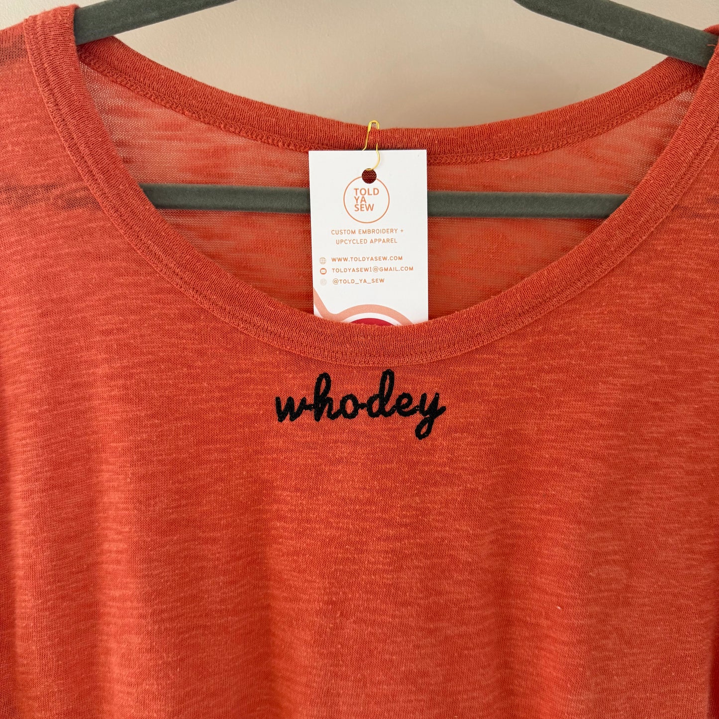 Who Dey Embroidered Upcycled Women's Boho Fringed Top