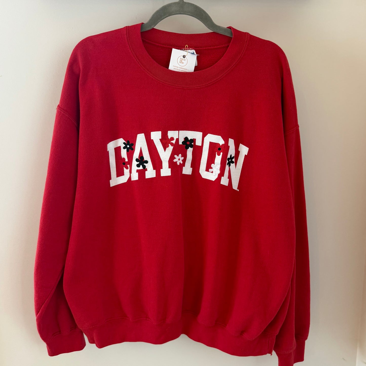 University of Dayton Floral Embroidered Upcycled Sweatshirt