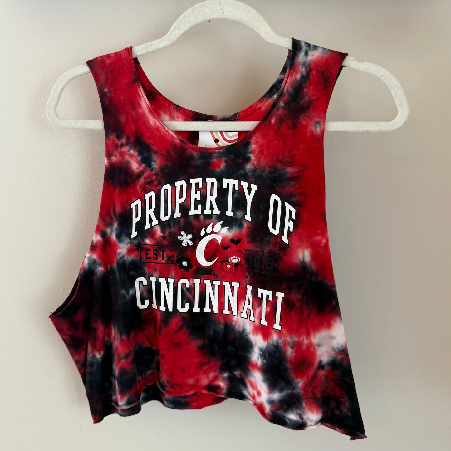 University of Cincinnati Upcycled Tie-Dyed Cropped Women's Tank