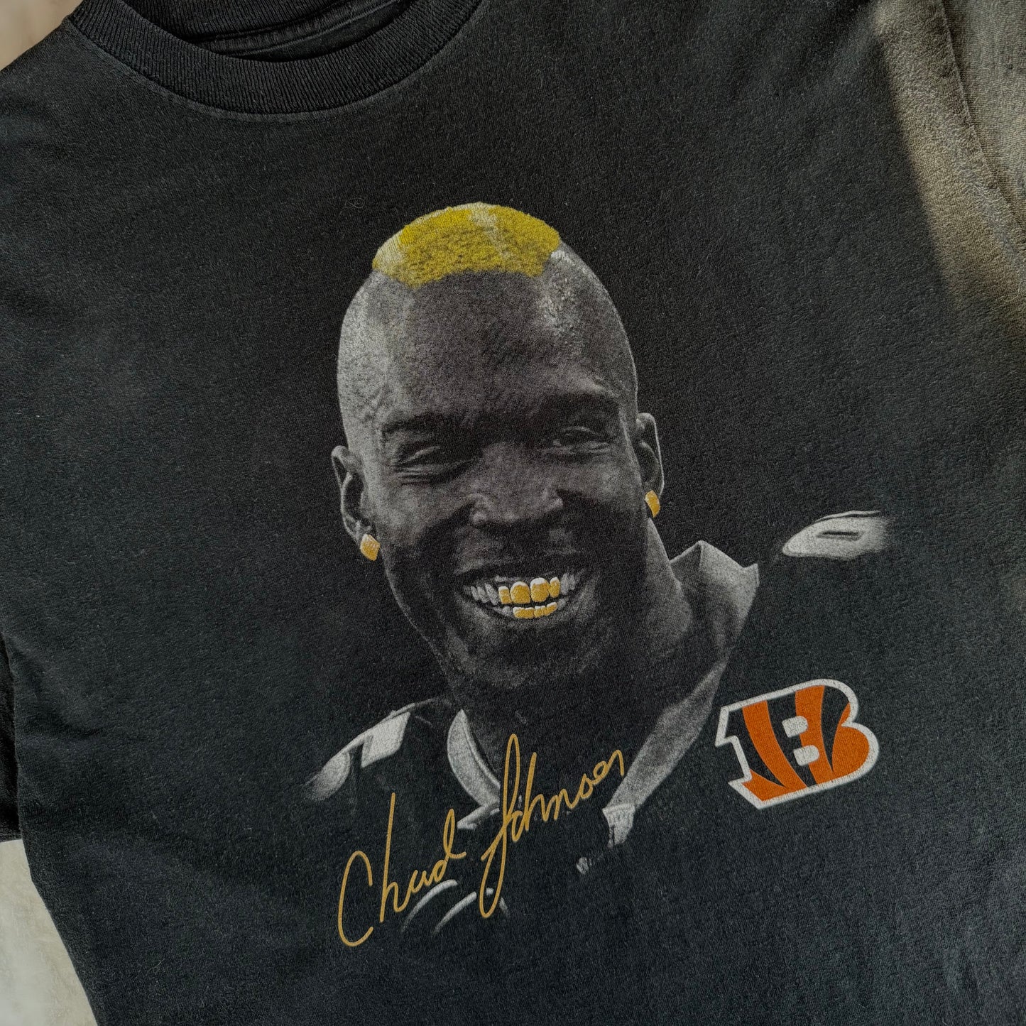 Vintage Bengals Chad Johnson Gold Mohawk & Grillz Reebok T-shirt
