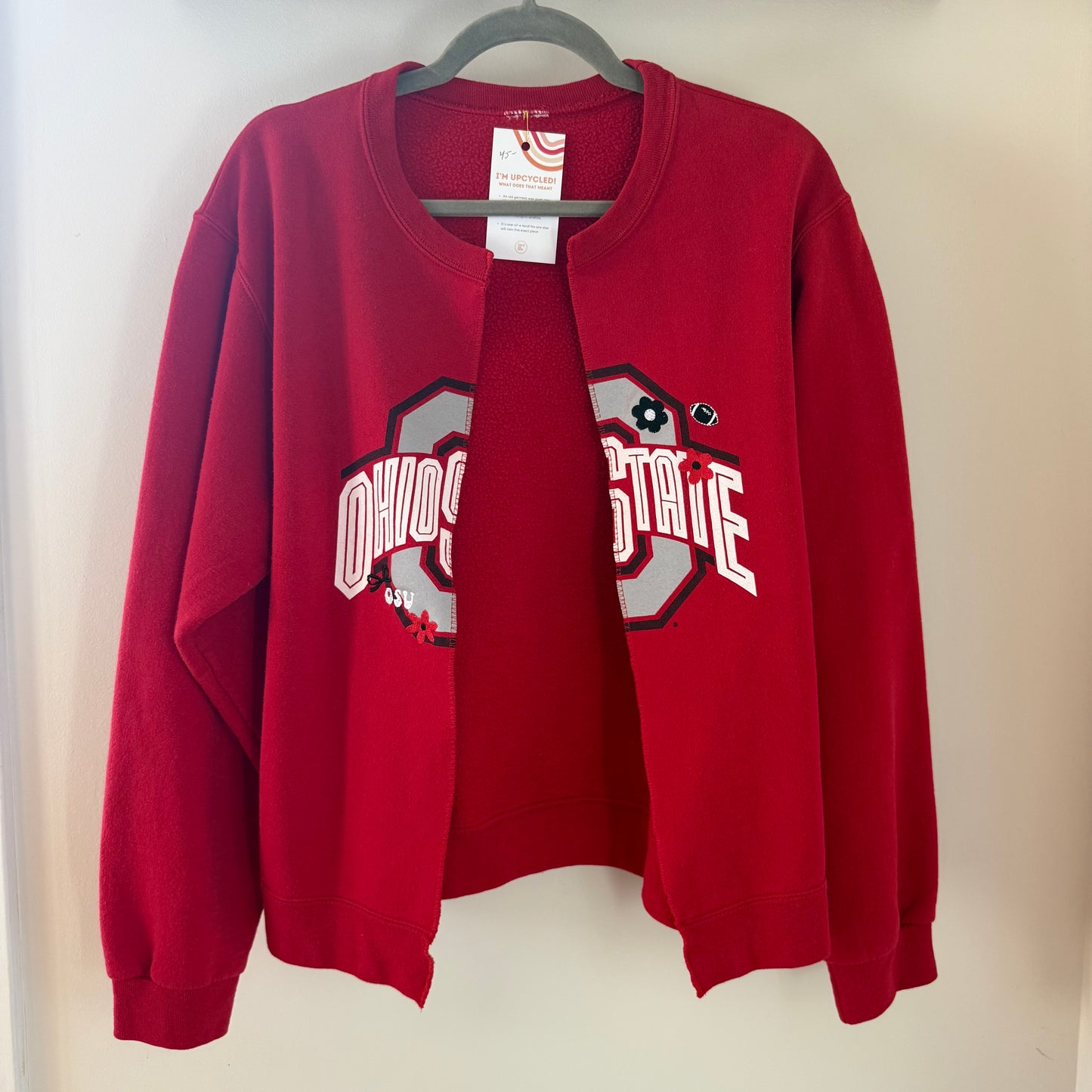 Ohio State Upcycled Split & Embroidered Crewneck Sweatshirt