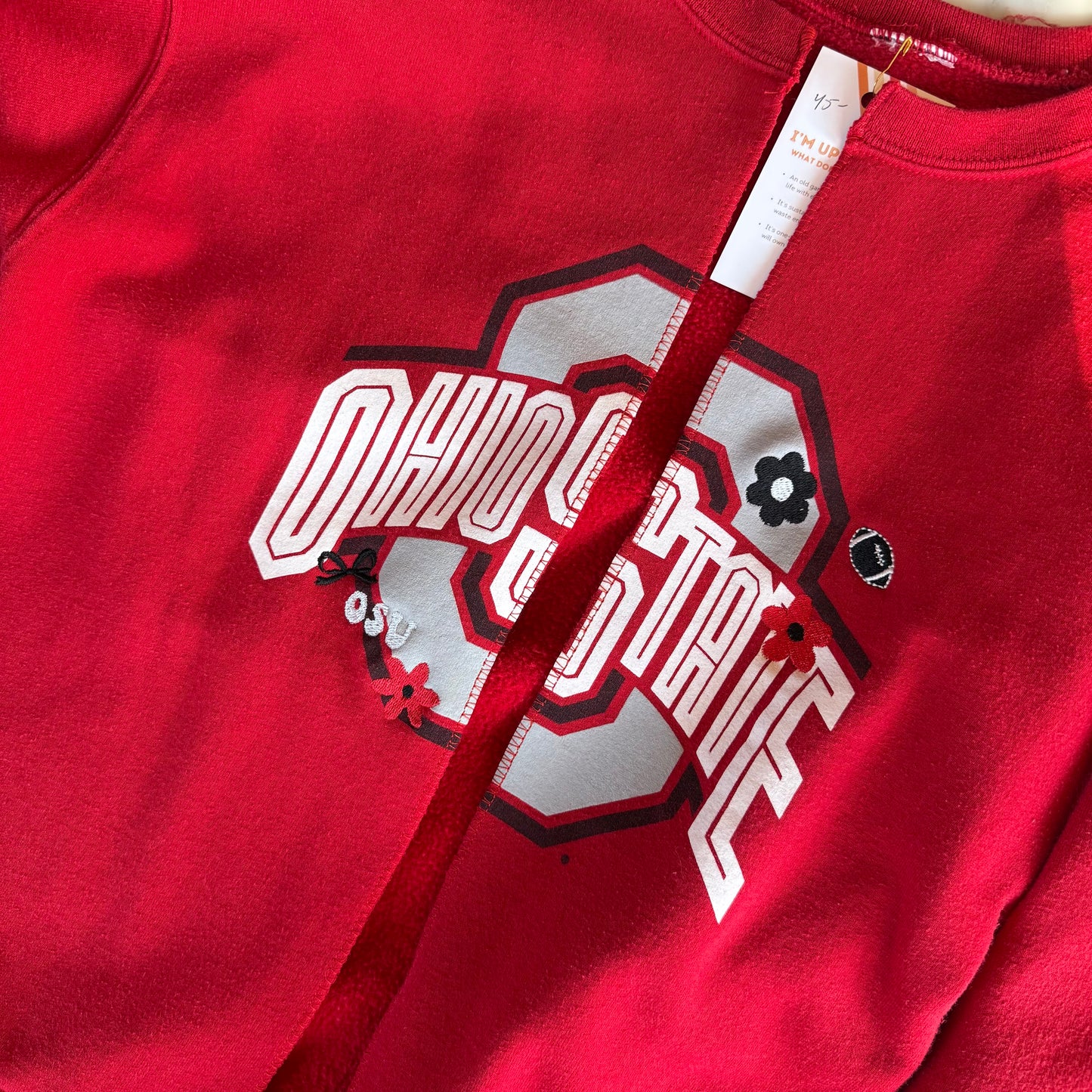 Ohio State Upcycled Split & Embroidered Crewneck Sweatshirt